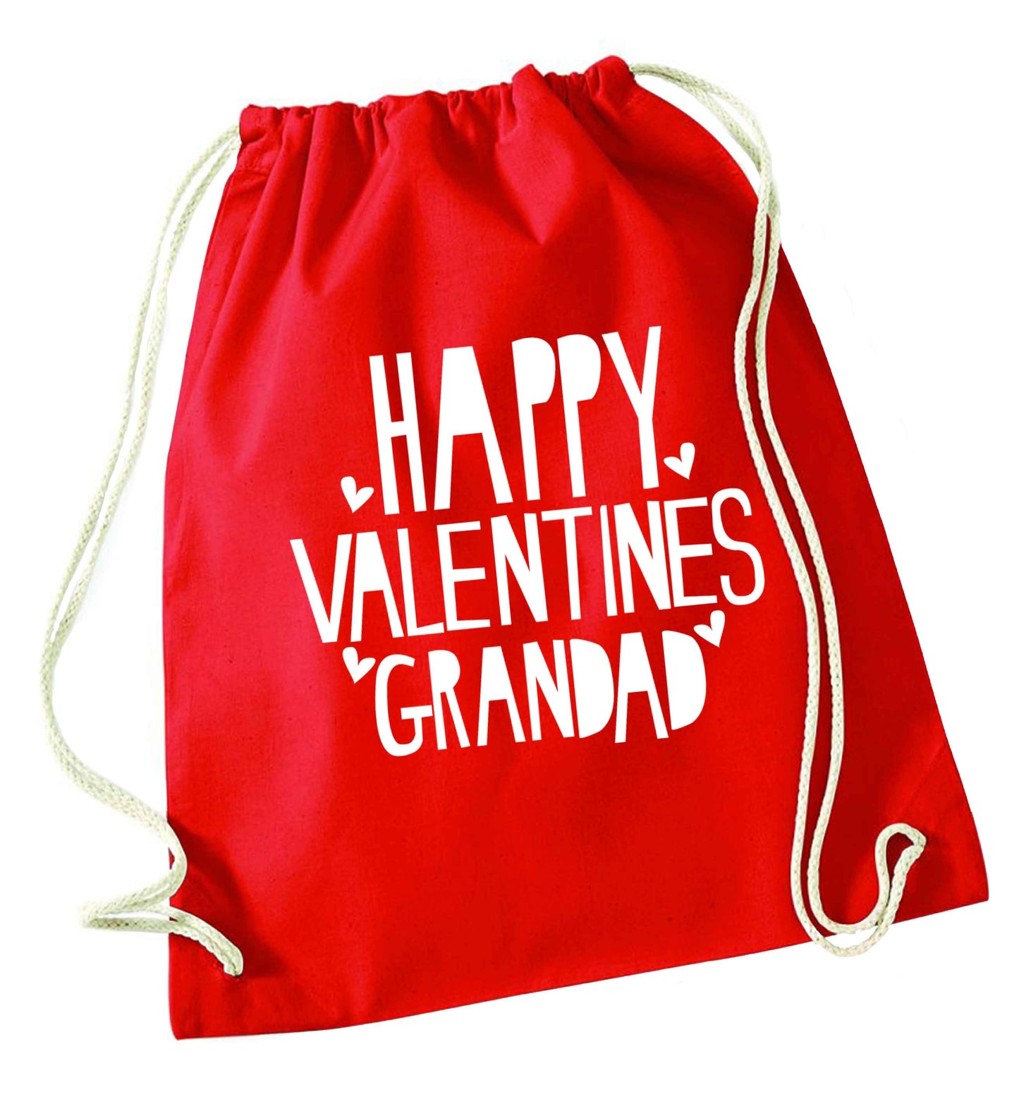 Happy valentines grandad red drawstring bag 