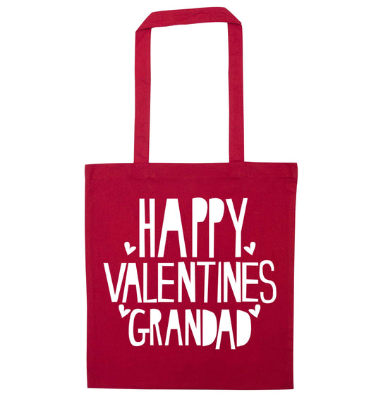 Happy valentines grandad red tote bag