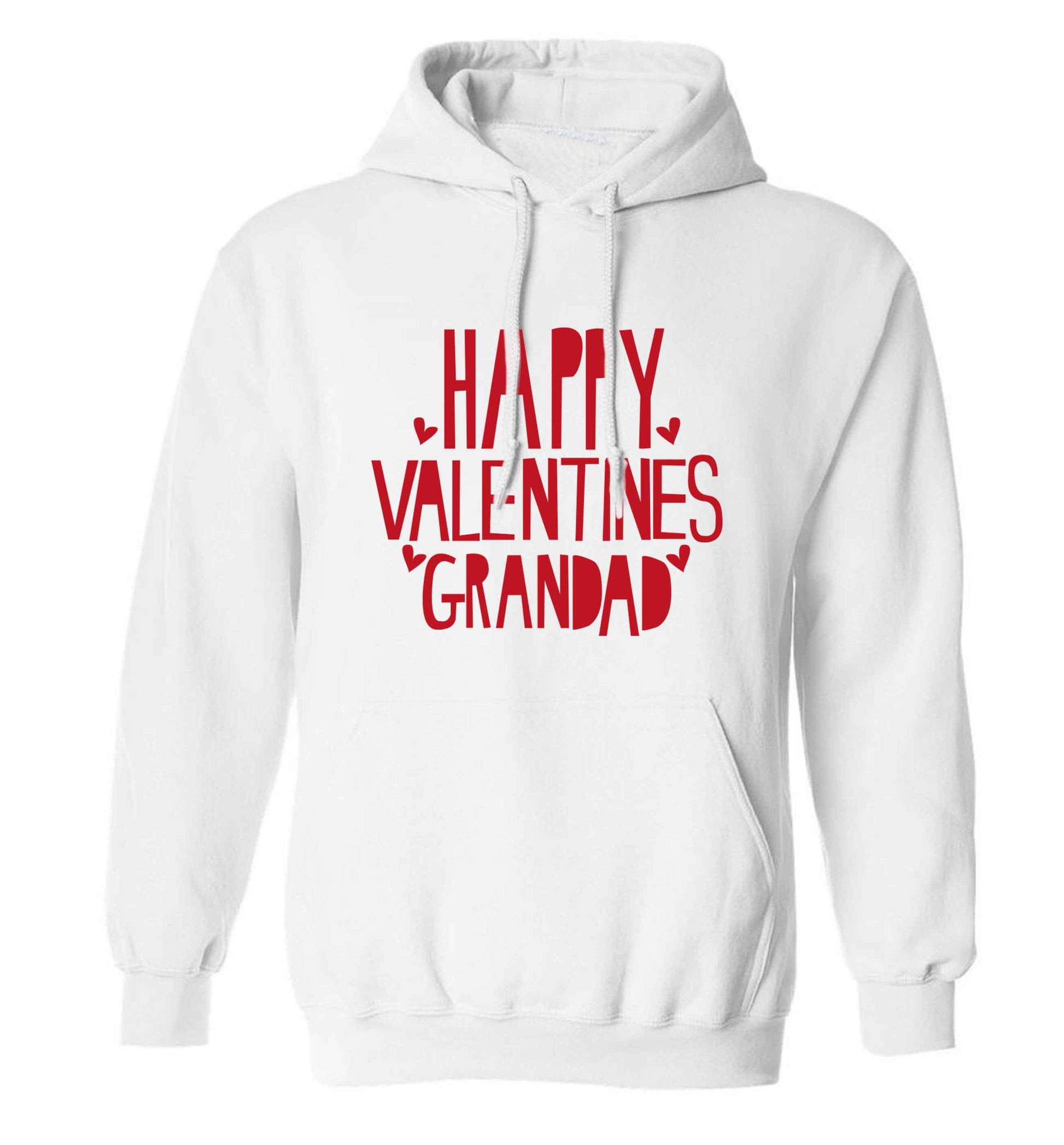 Happy valentines grandad adults unisex white hoodie 2XL