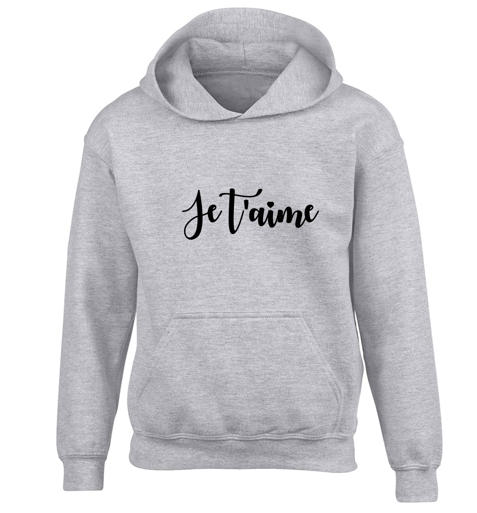 Je t'aime children's grey hoodie 12-13 Years