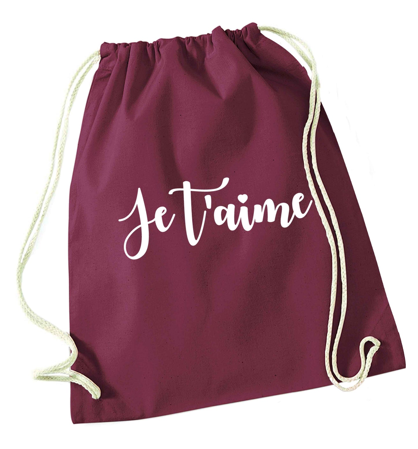 Je t'aime maroon drawstring bag
