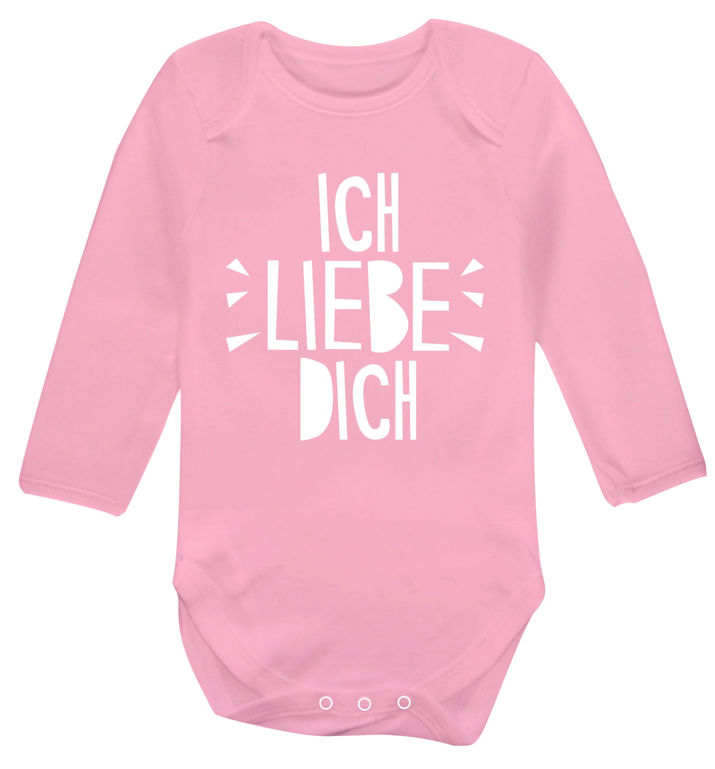Ich liebe dich - I love you Baby Vest long sleeved pale pink 6-12 months
