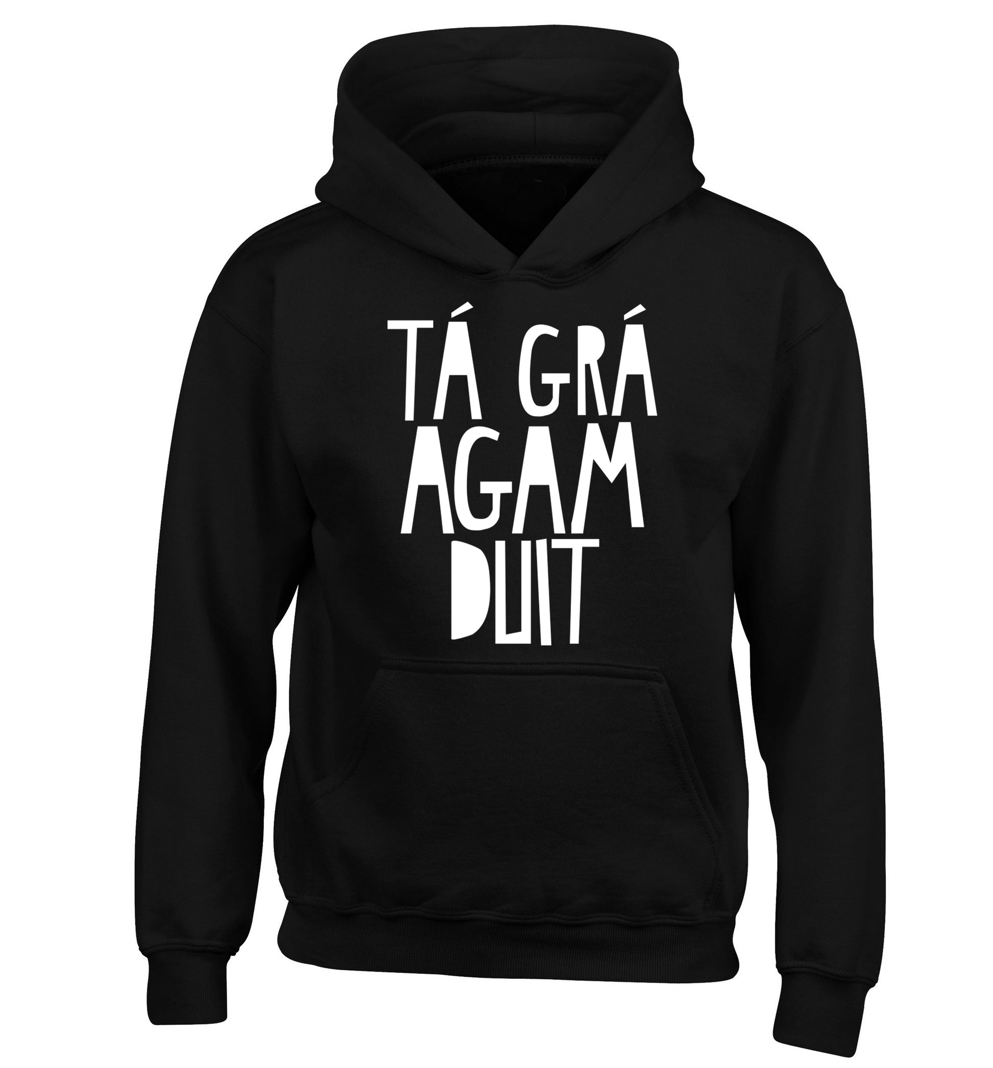 T‚Ä° gr‚Ä° agam duit - I love you children's black hoodie 12-13 Years