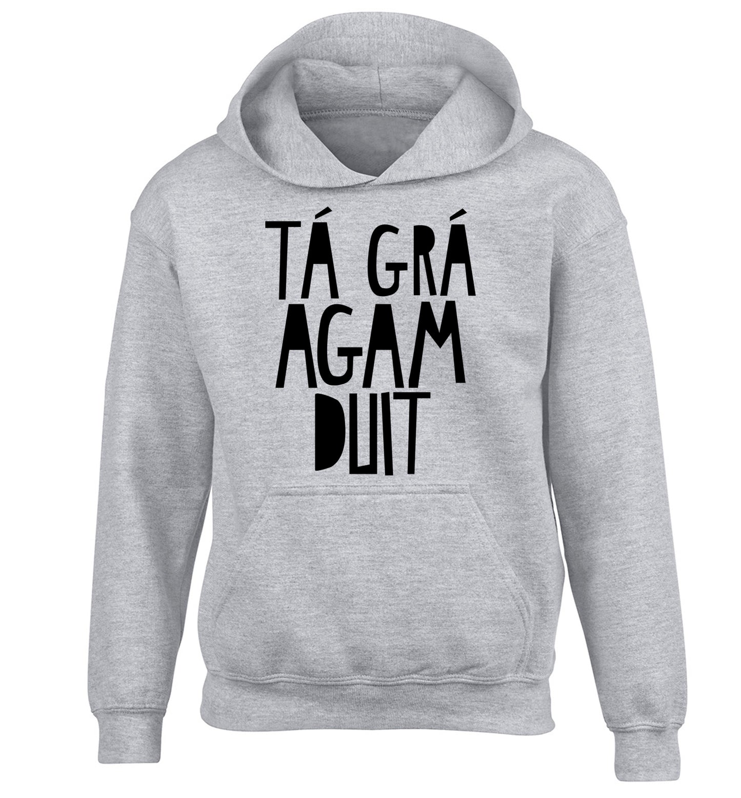 T‚Ä° gr‚Ä° agam duit - I love you children's grey hoodie 12-13 Years