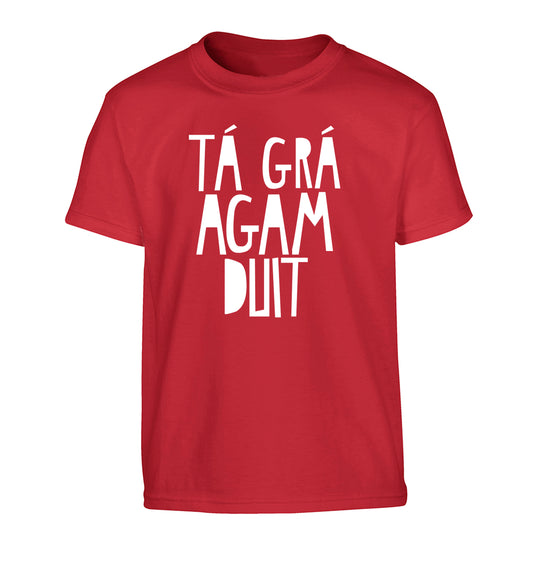 T‡ gr‡ agam duit - I love you Children's red Tshirt 12-13 Years