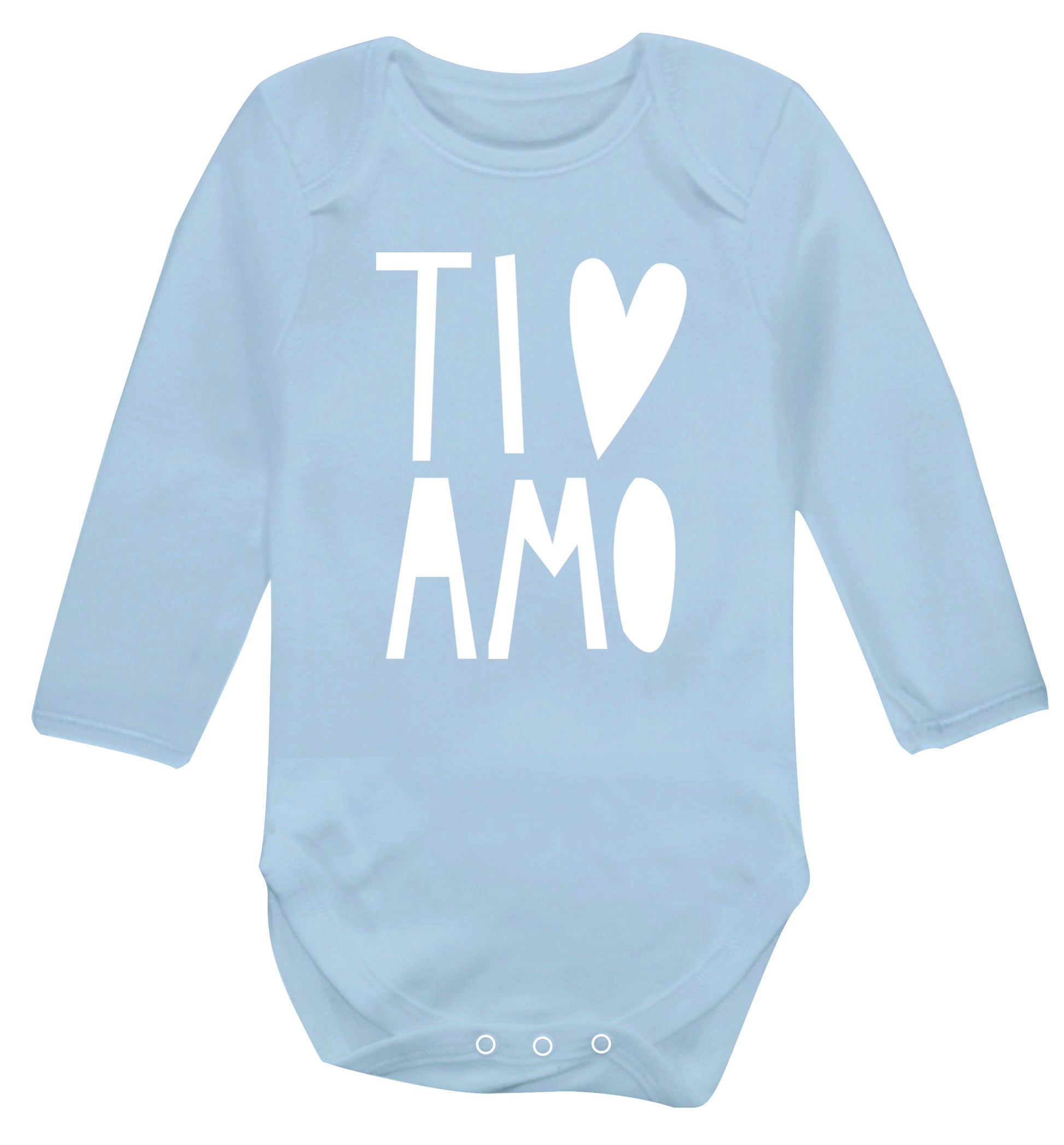 Ti amo - I love you Baby Vest long sleeved pale blue 6-12 months