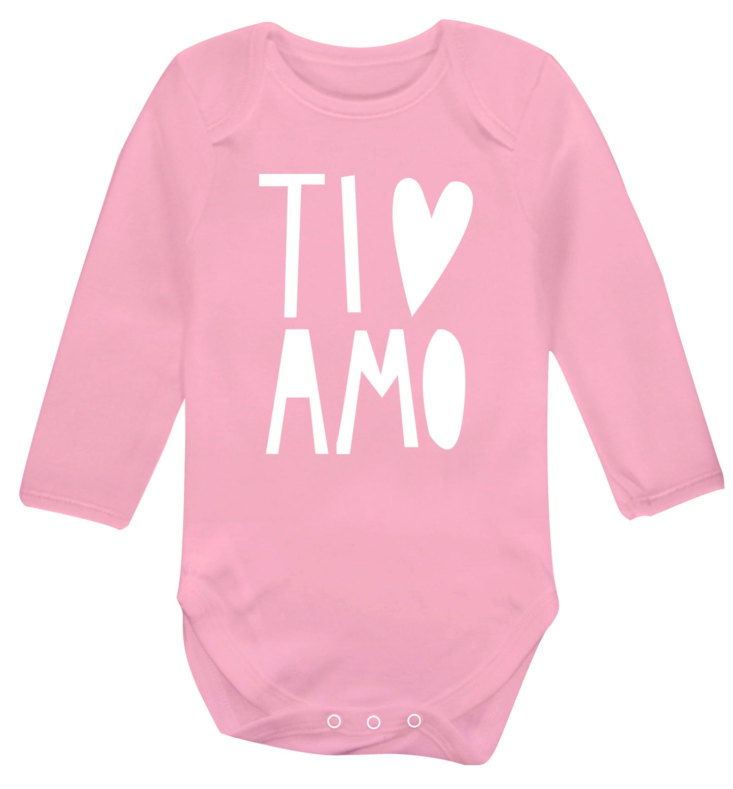 Ti amo - I love you Baby Vest long sleeved pale pink 6-12 months
