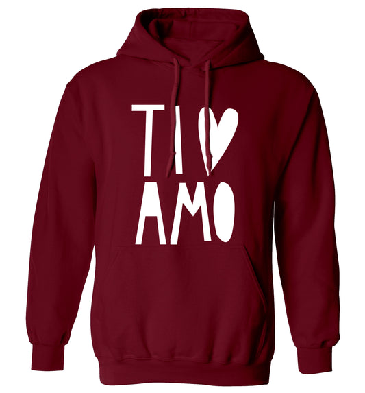 Ti amo - I love you adults unisex maroon hoodie 2XL