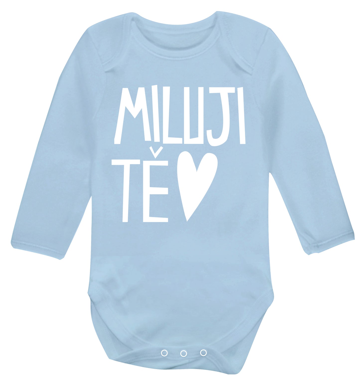 Miluji T_ - I love you Baby Vest long sleeved pale blue 6-12 months