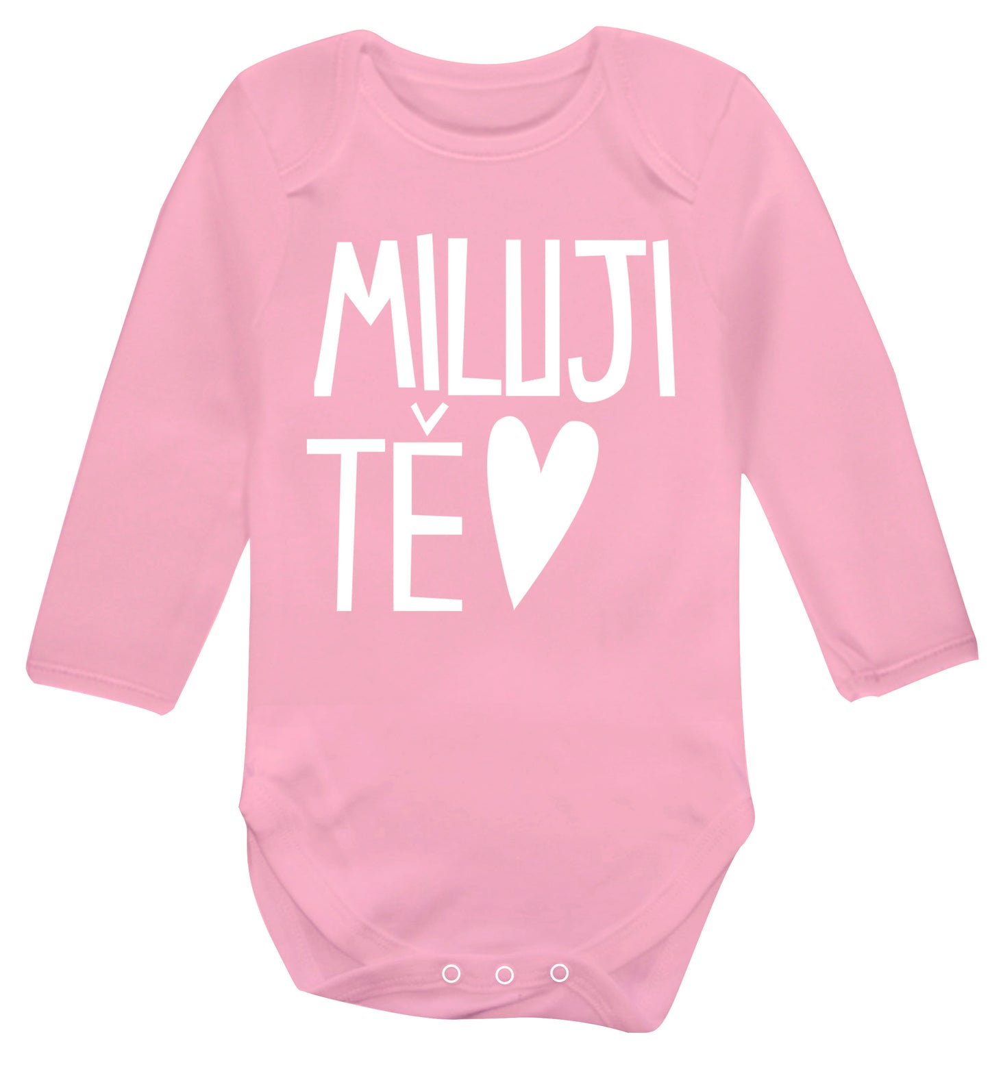 Miluji T_ - I love you Baby Vest long sleeved pale pink 6-12 months