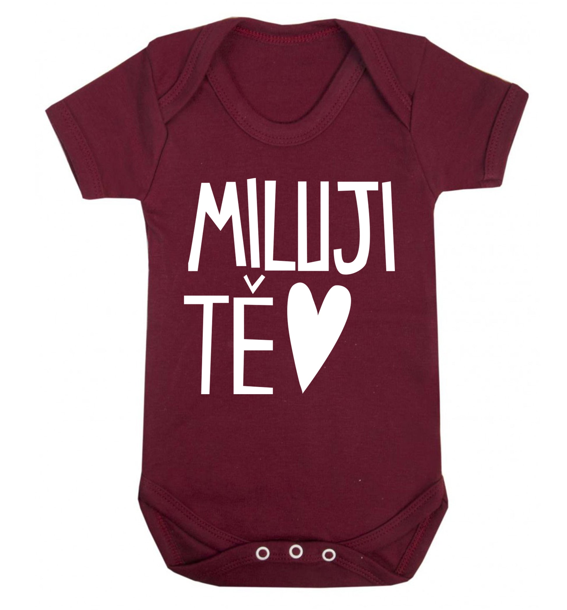 Miluji T_ - I love you Baby Vest maroon 18-24 months