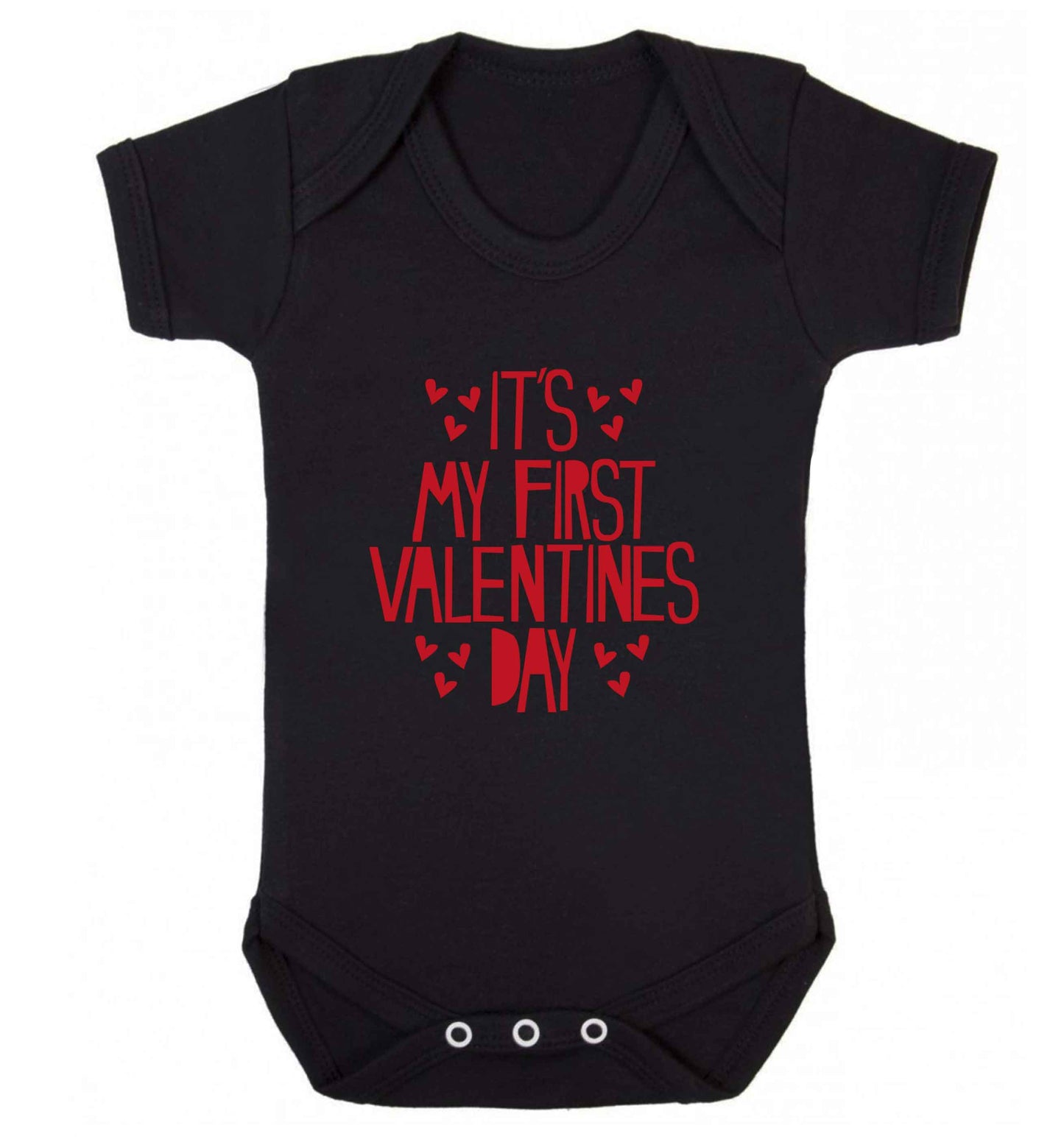 Hearts It's my First Valentine's Day baby vest black 18-24 months
