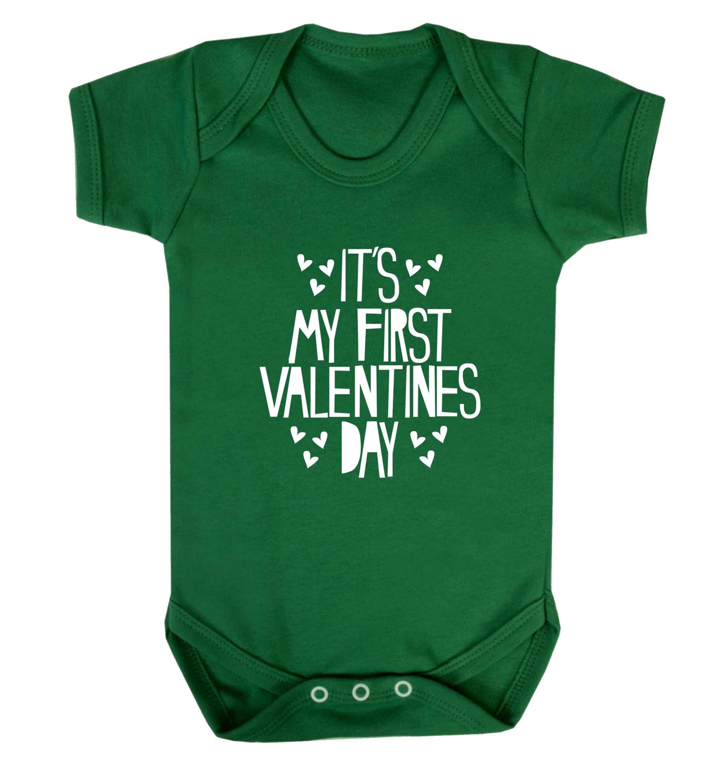 Hearts It's my First Valentine's Day baby vest green 18-24 months