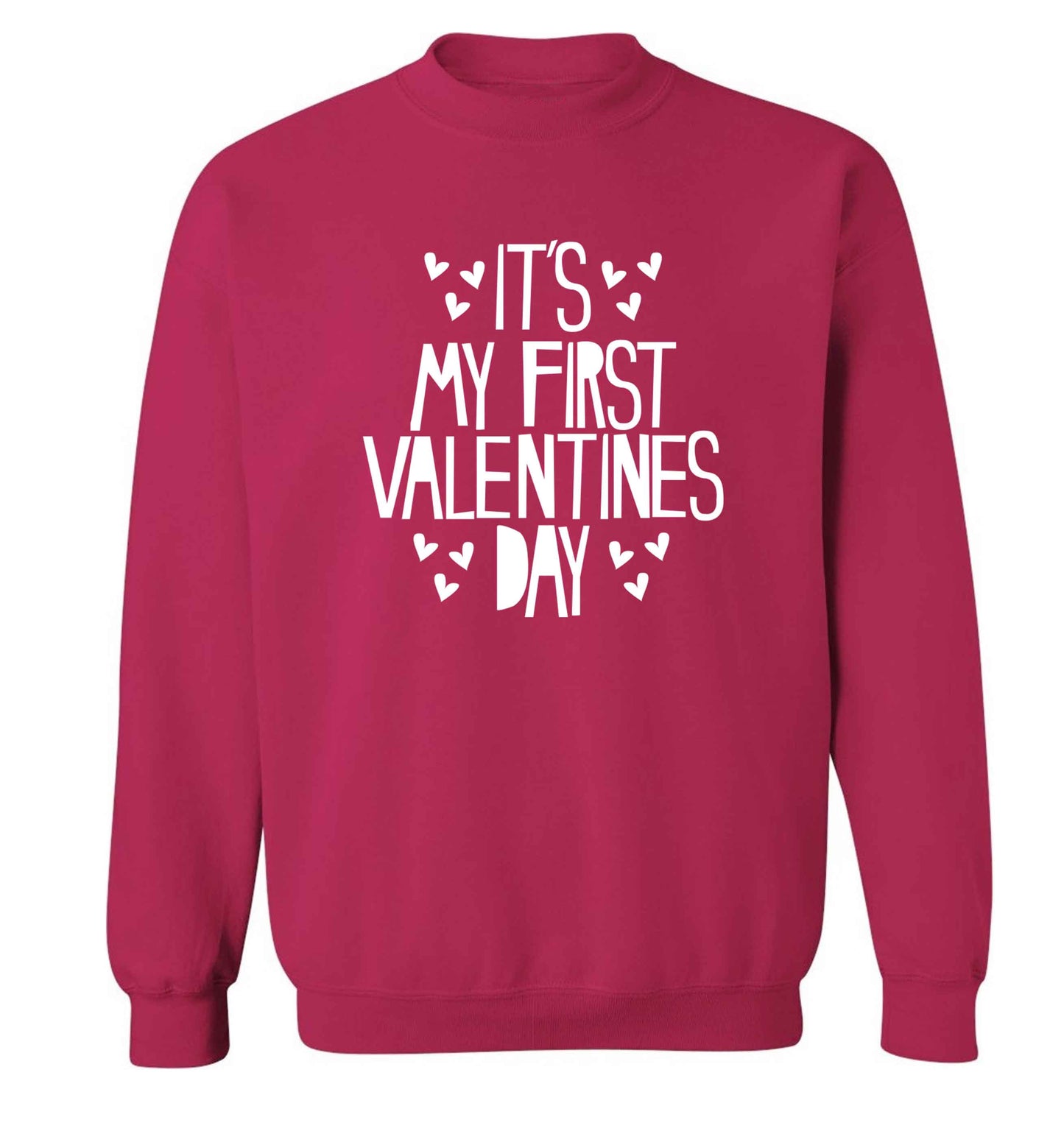 Hearts It's my First Valentine's Day adult's unisex pink sweater 2XL