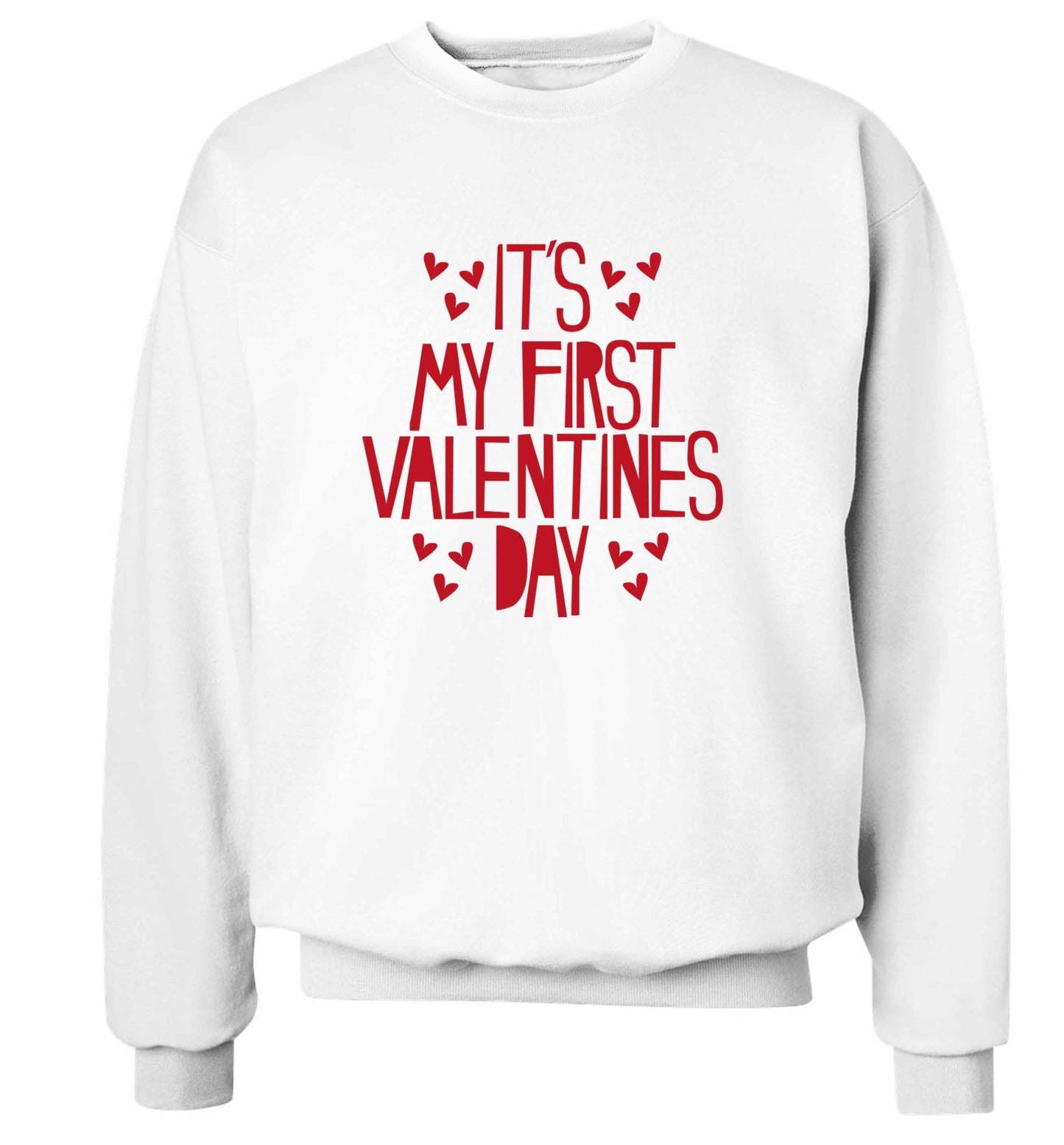 Hearts It's my First Valentine's Day adult's unisex white sweater 2XL