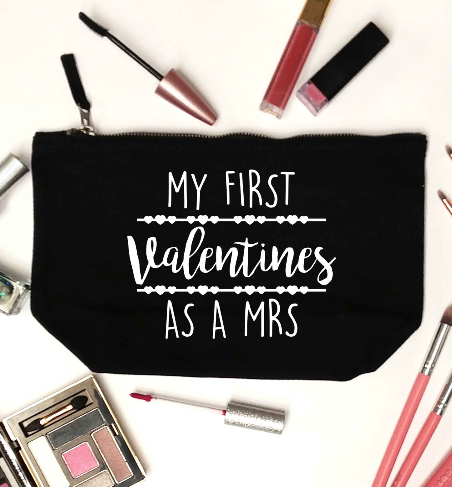 My first valentines as a Mrs black makeup bag