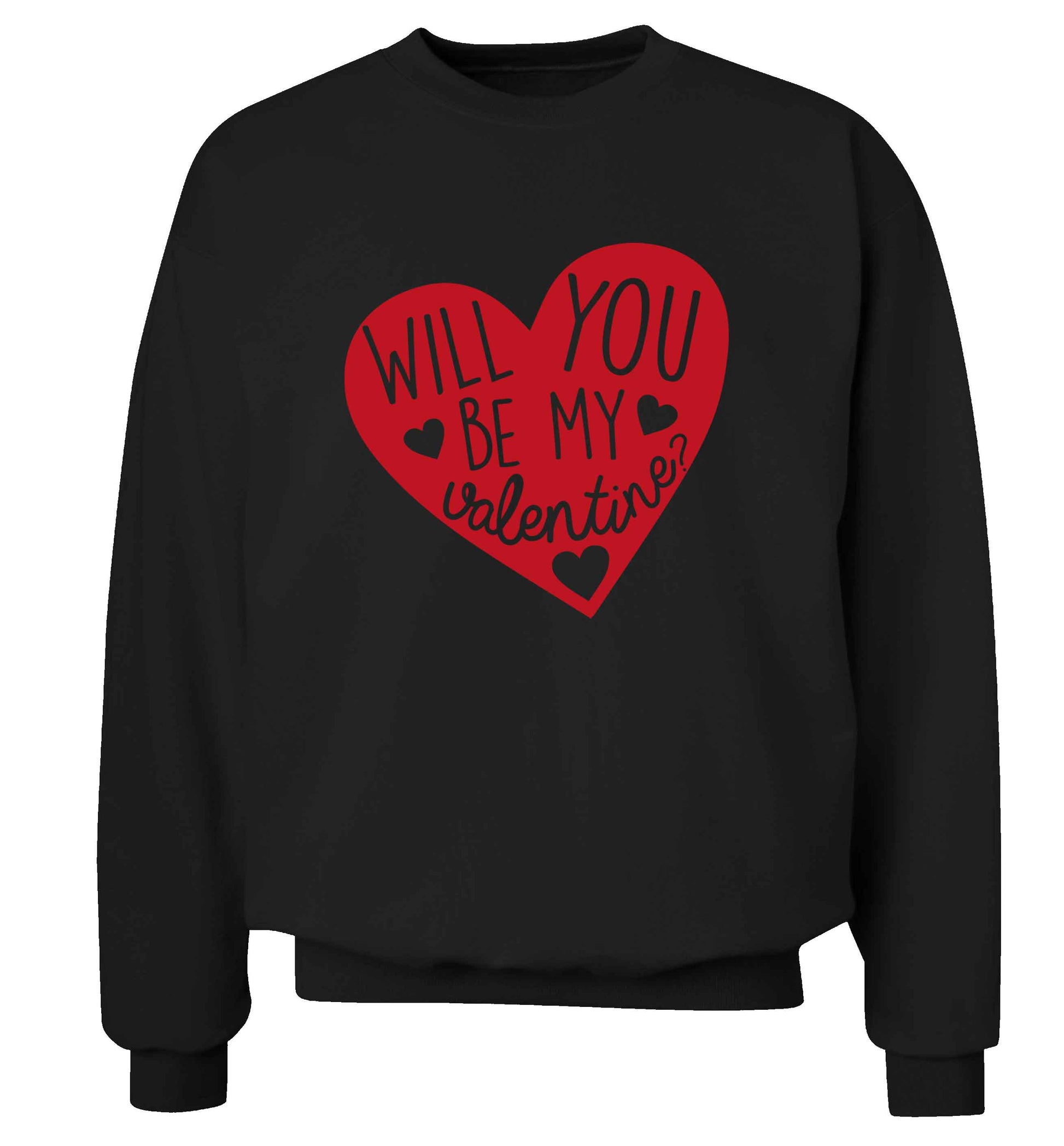 Will you be my valentine? adult's unisex black sweater 2XL
