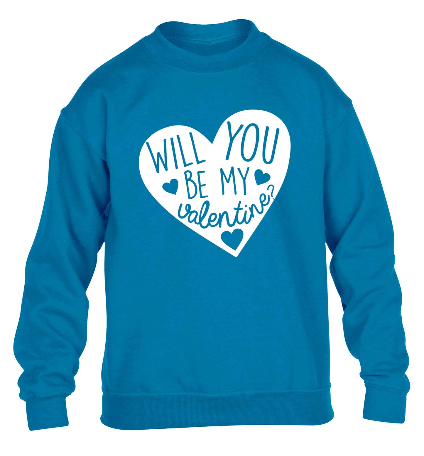 Will you be my valentine? children's blue sweater 12-13 Years