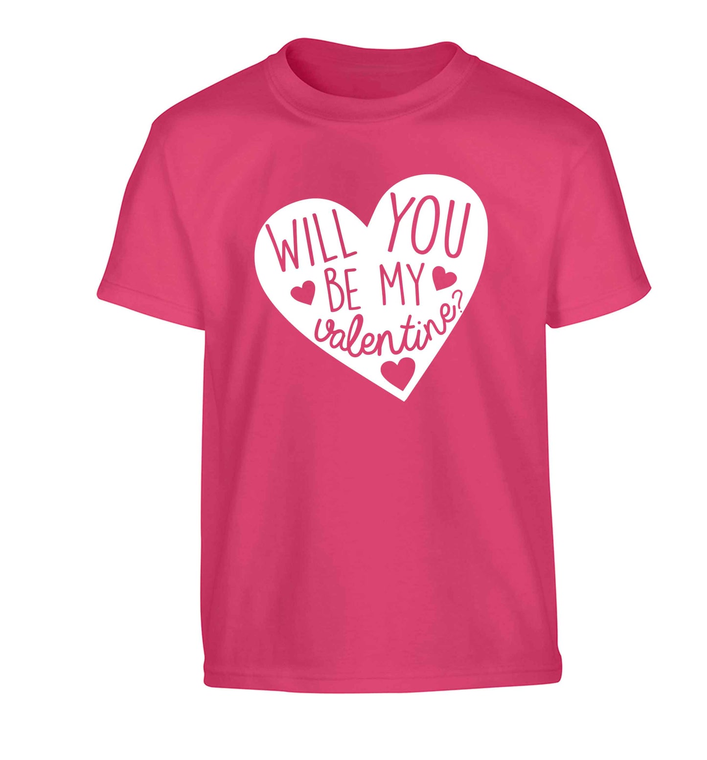 Will you be my valentine? Children's pink Tshirt 12-13 Years