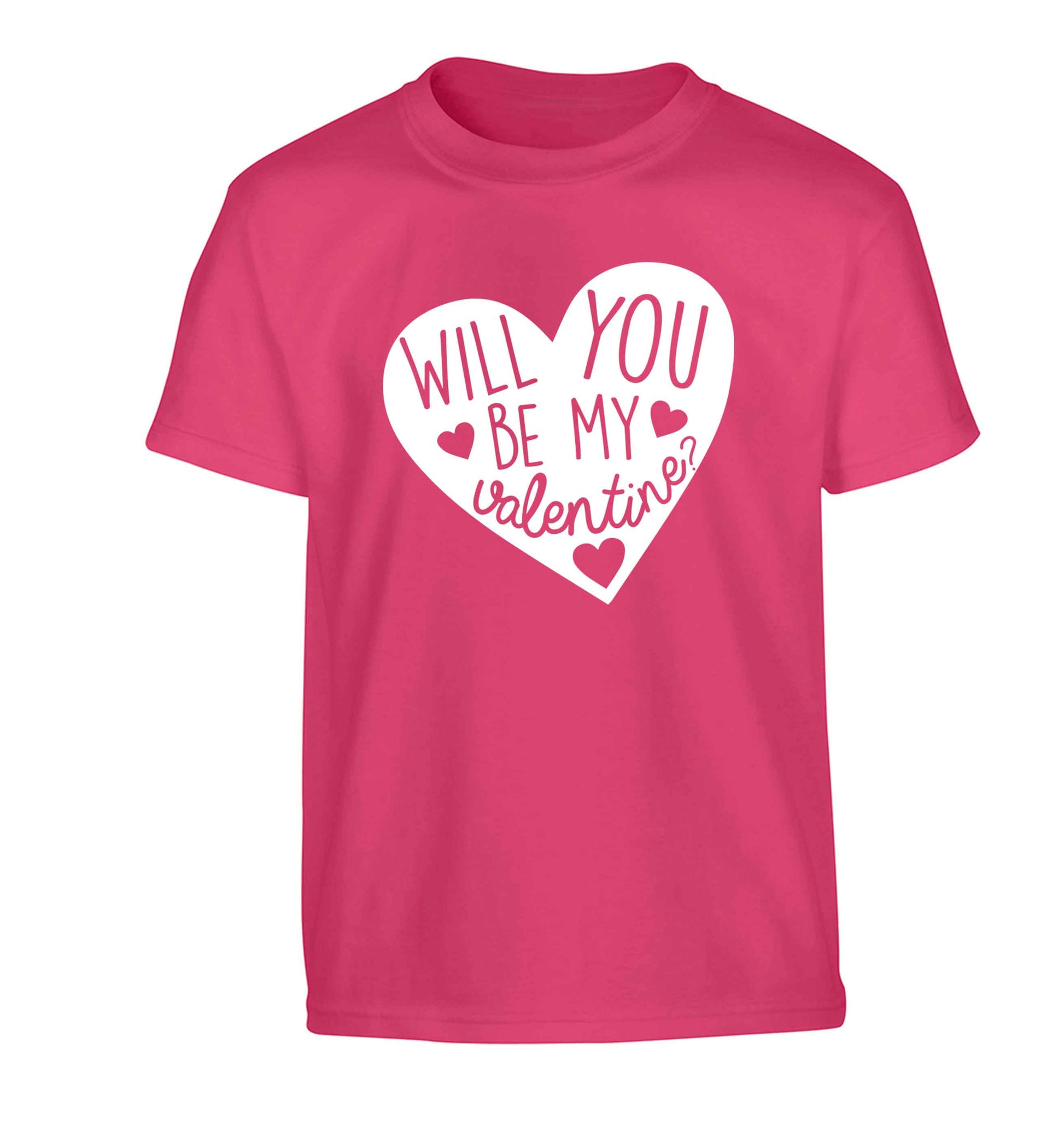 Will you be my valentine? Children's pink Tshirt 12-13 Years