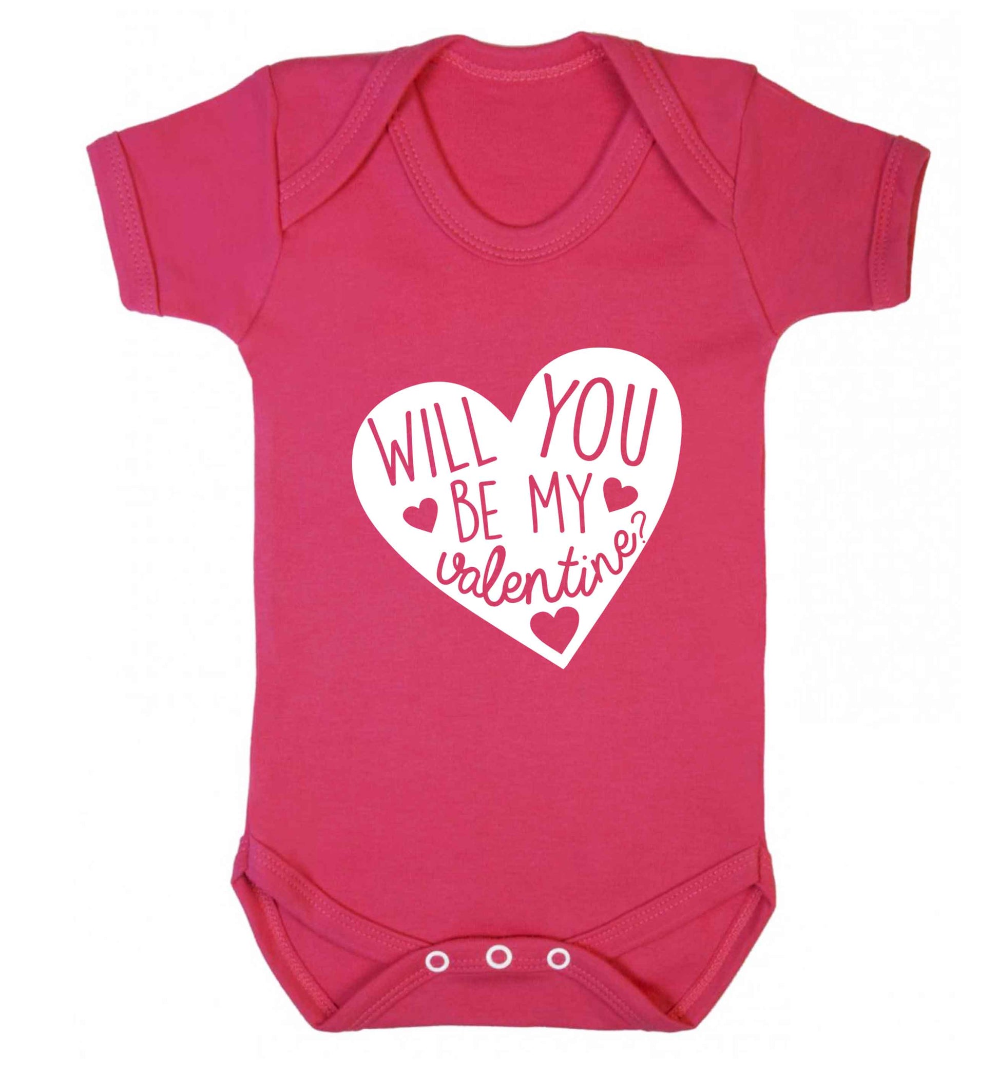 Will you be my valentine? baby vest dark pink 18-24 months
