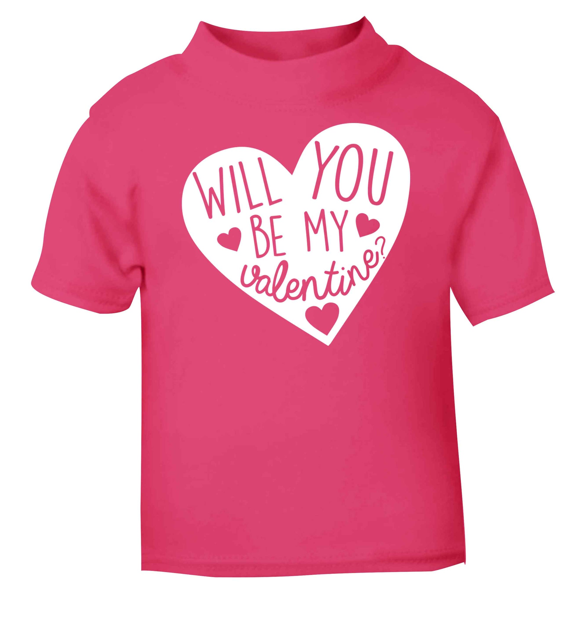 Will you be my valentine? pink baby toddler Tshirt 2 Years