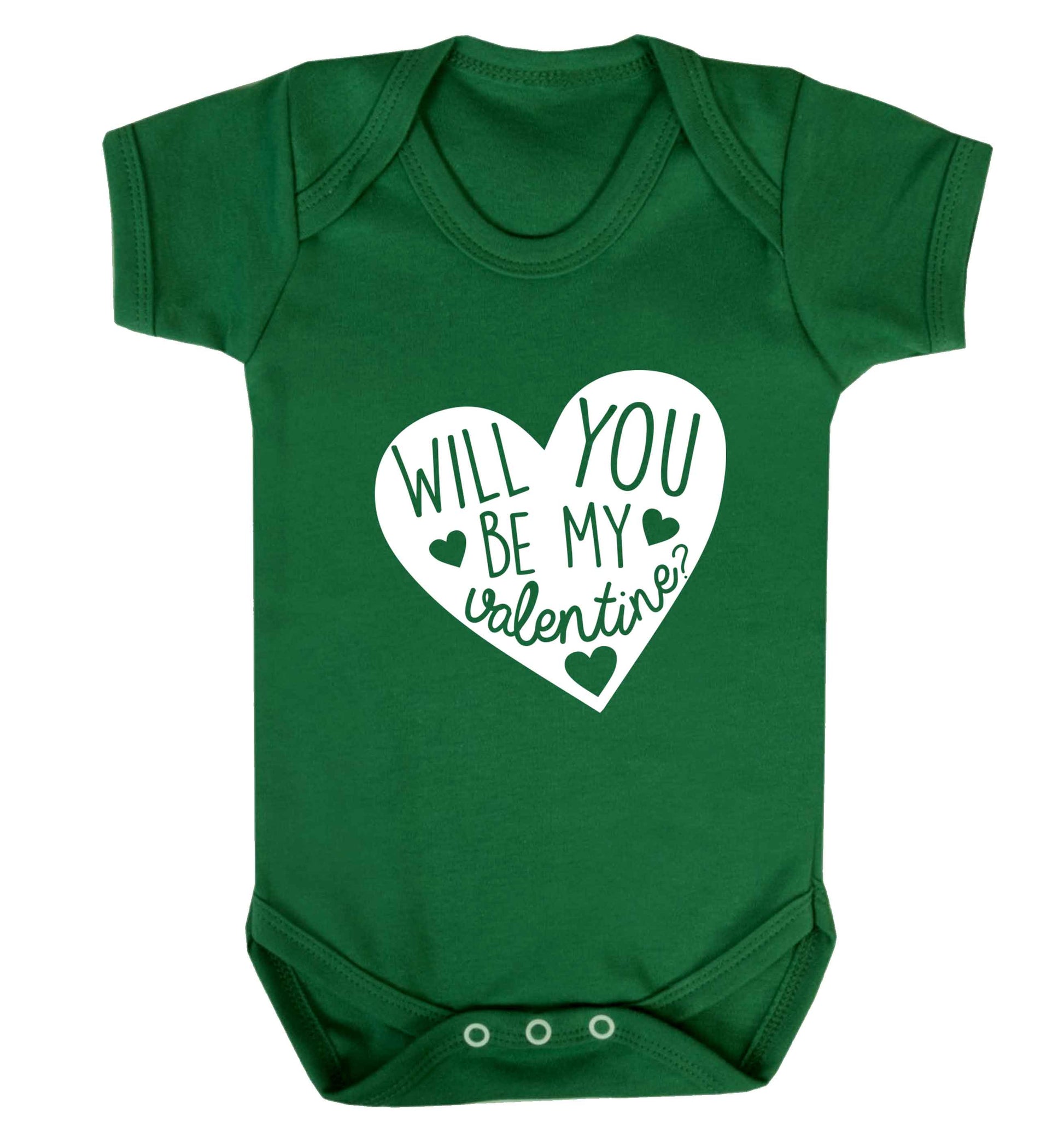 Will you be my valentine? baby vest green 18-24 months