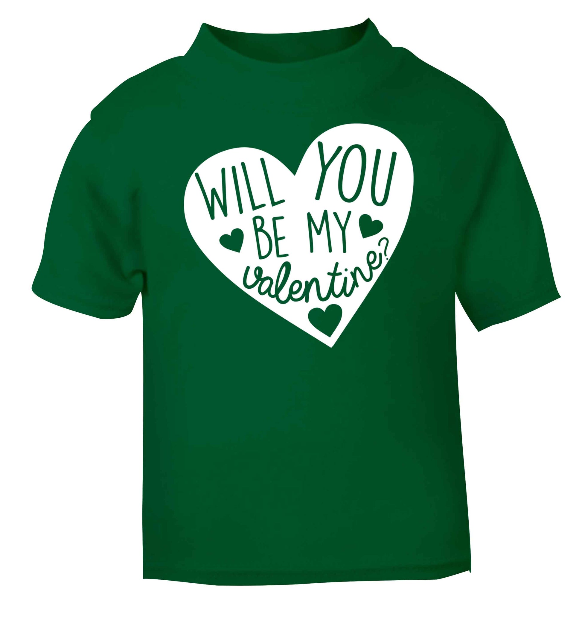 Will you be my valentine? green baby toddler Tshirt 2 Years