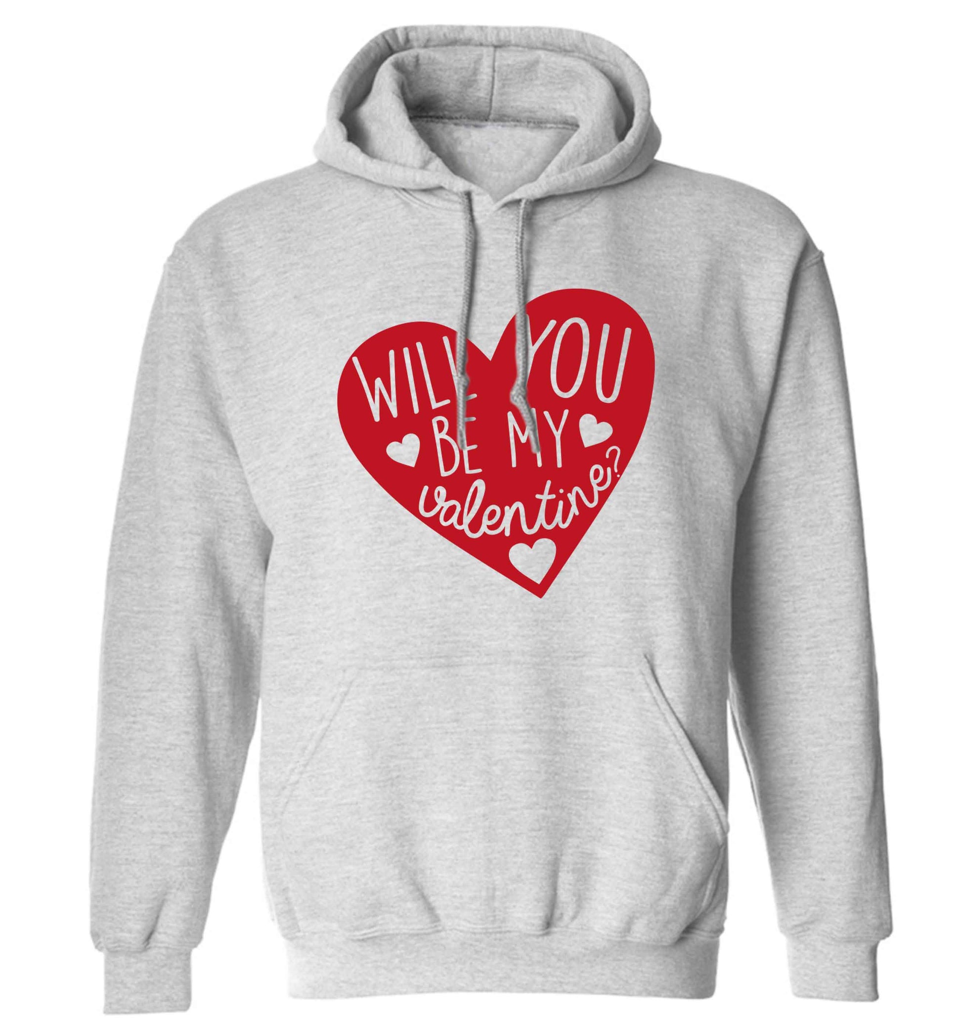 Will you be my valentine? adults unisex grey hoodie 2XL