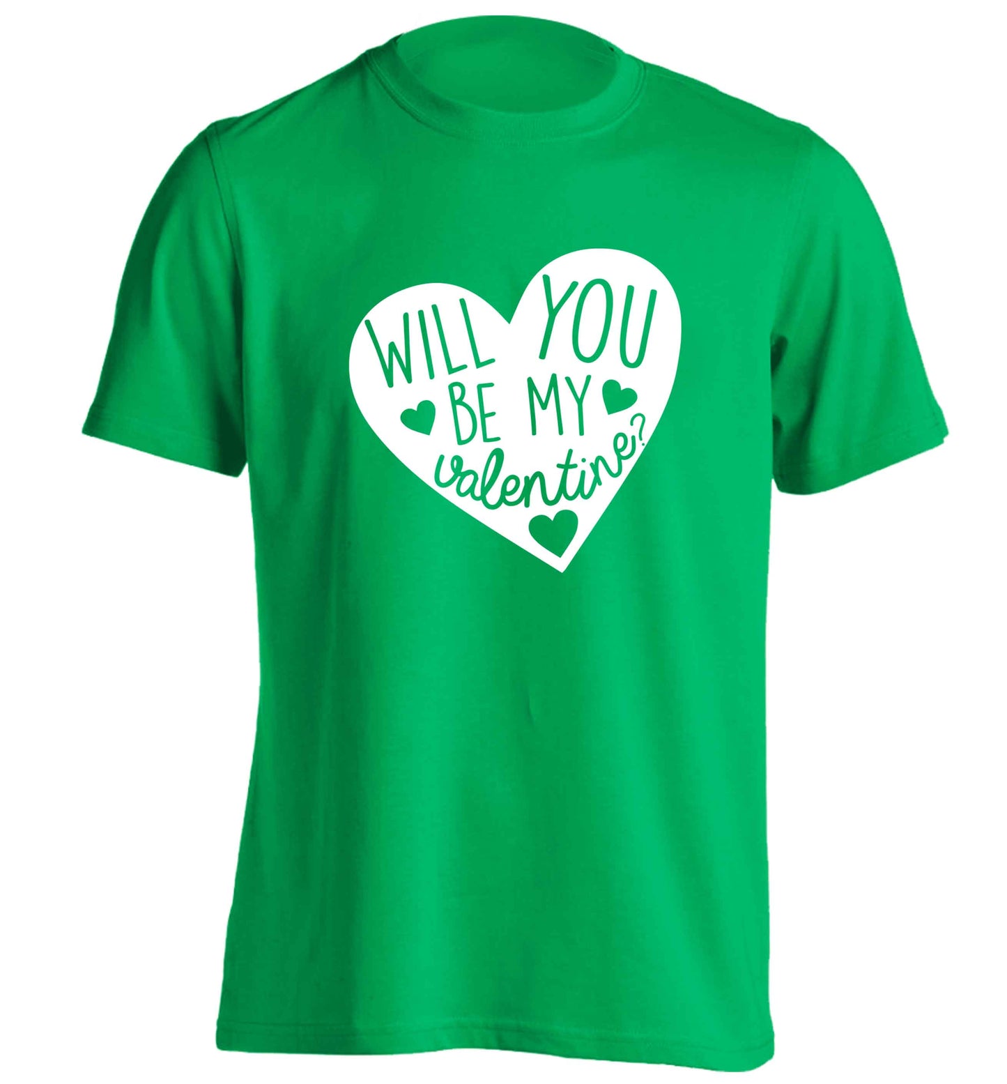 Will you be my valentine? adults unisex green Tshirt 2XL