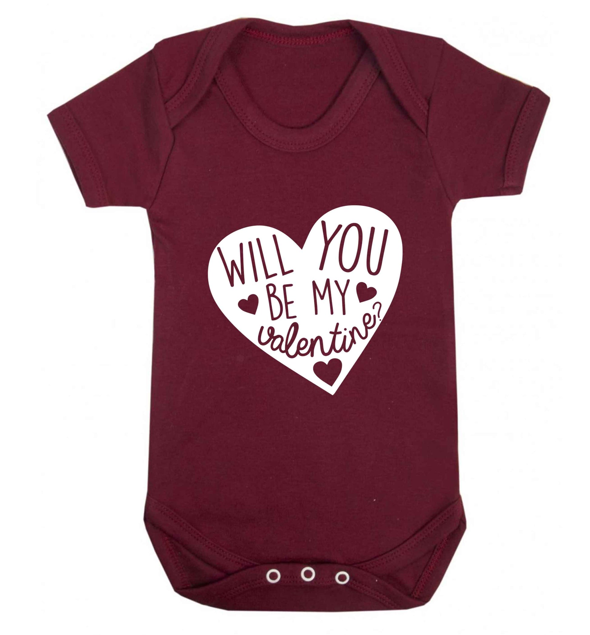 Will you be my valentine? baby vest maroon 18-24 months