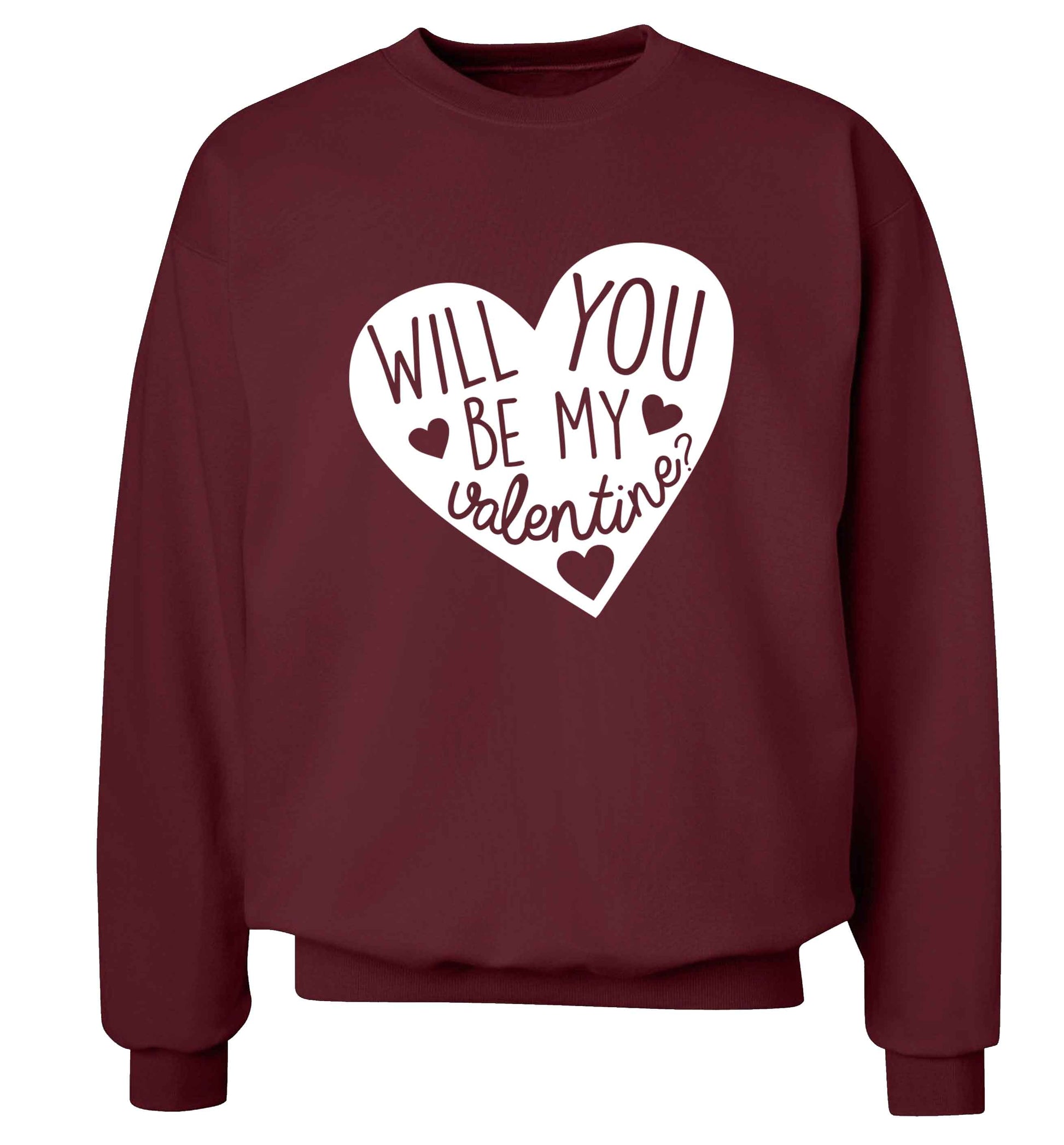 Will you be my valentine? adult's unisex maroon sweater 2XL