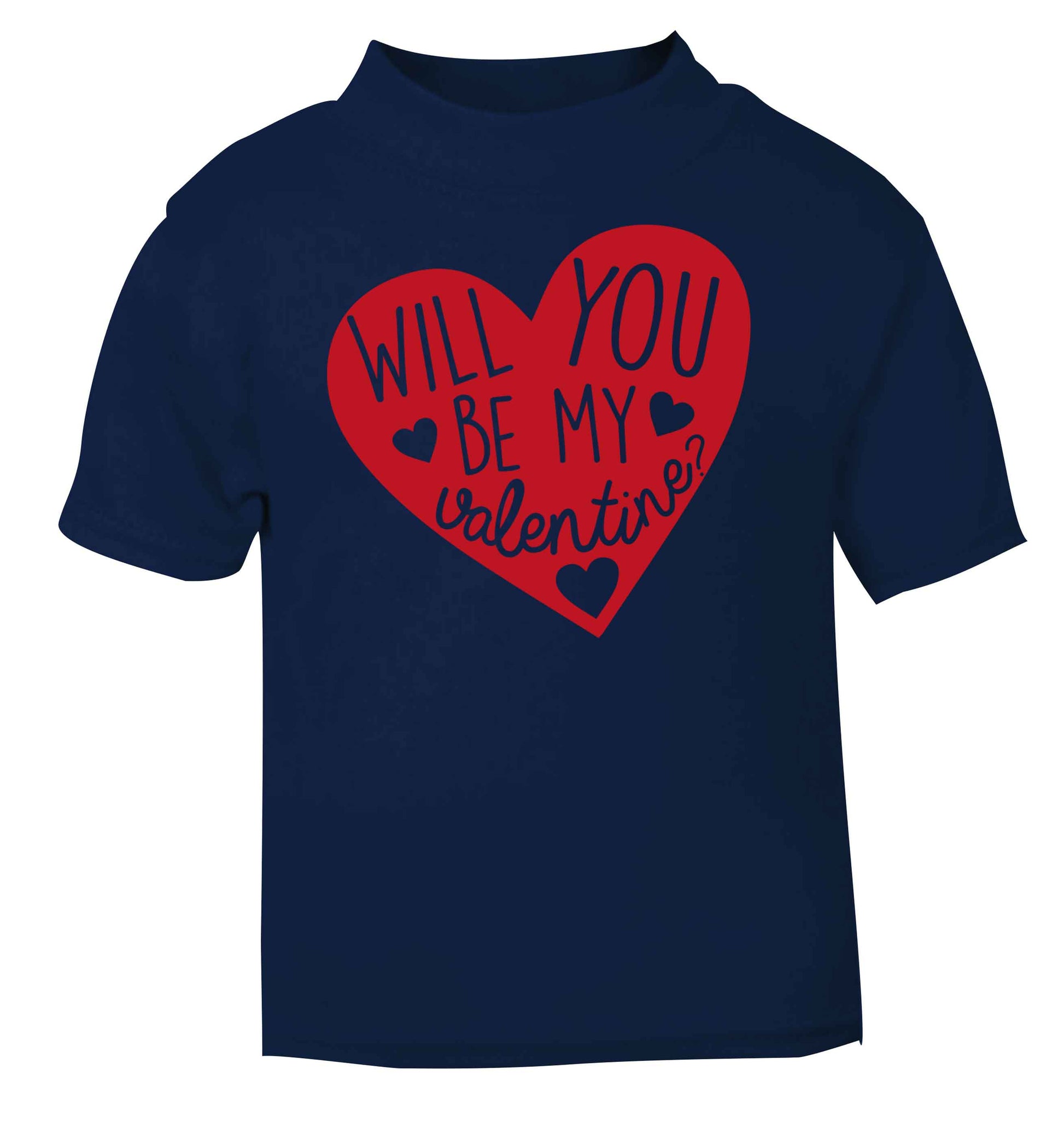 Will you be my valentine? navy baby toddler Tshirt 2 Years