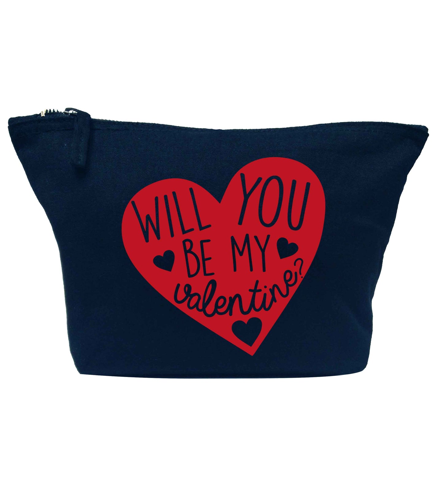 Will you be my valentine? navy makeup bag
