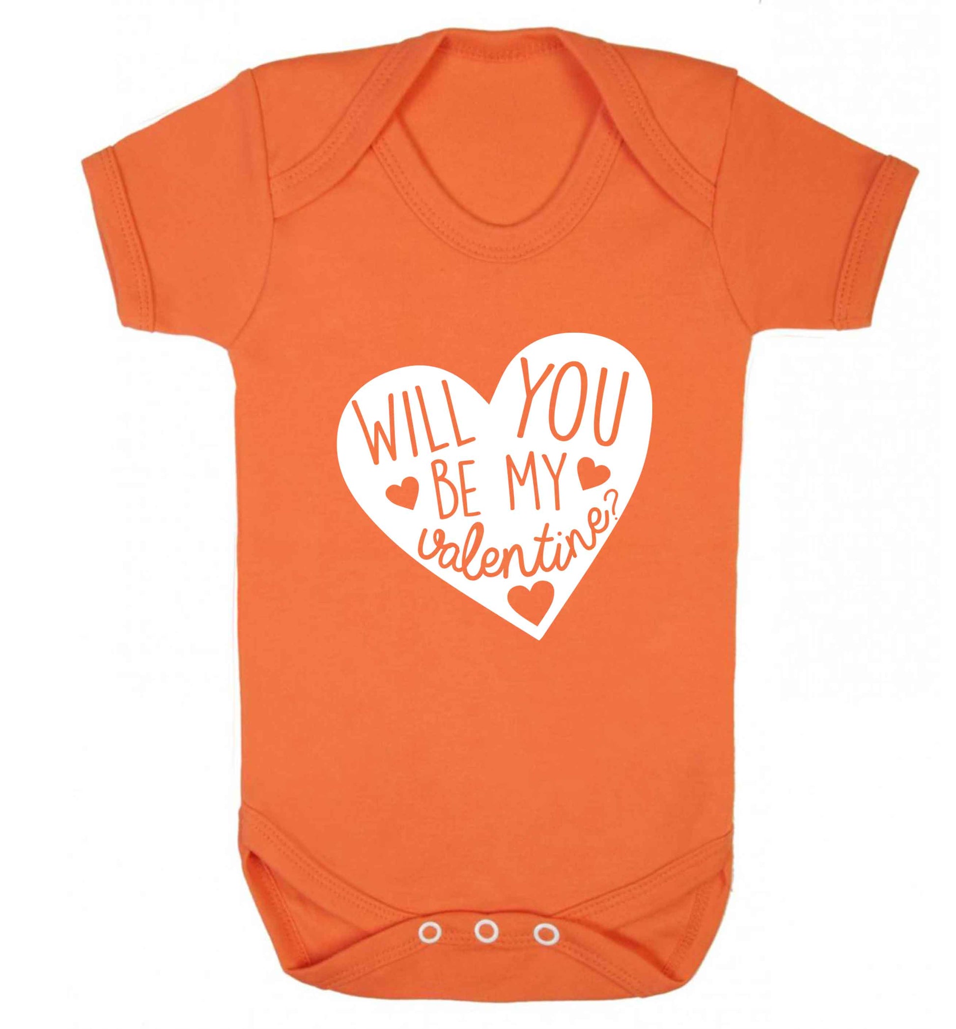 Will you be my valentine? baby vest orange 18-24 months