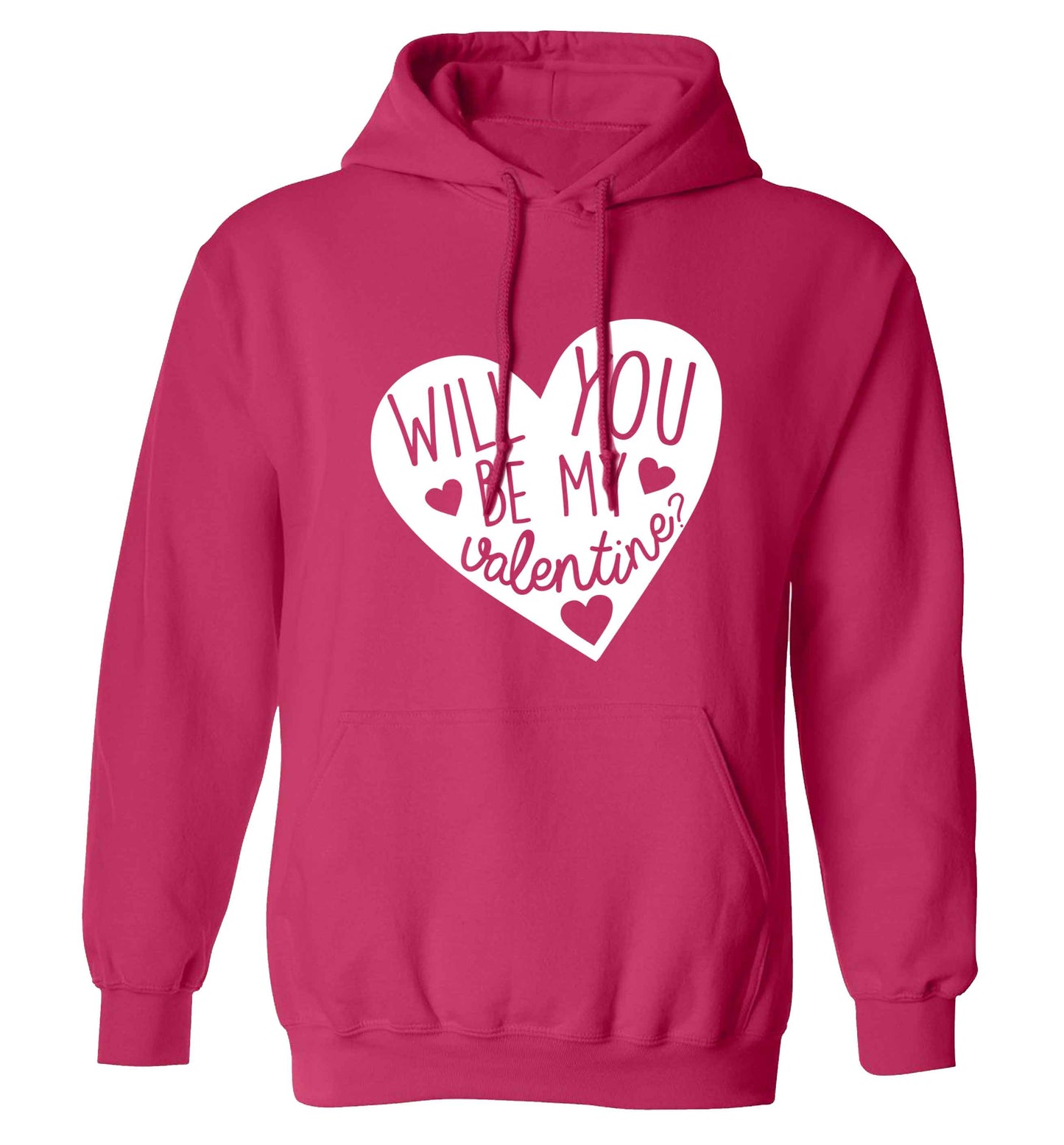 Will you be my valentine? adults unisex pink hoodie 2XL