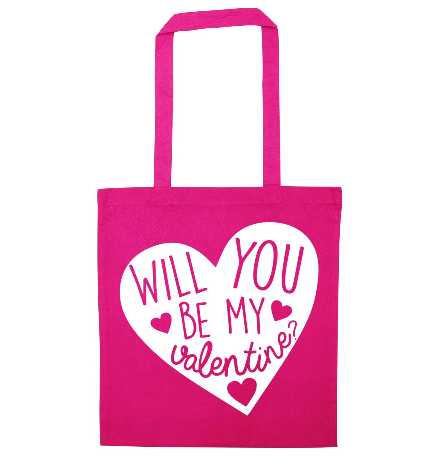 Will you be my valentine? pink tote bag