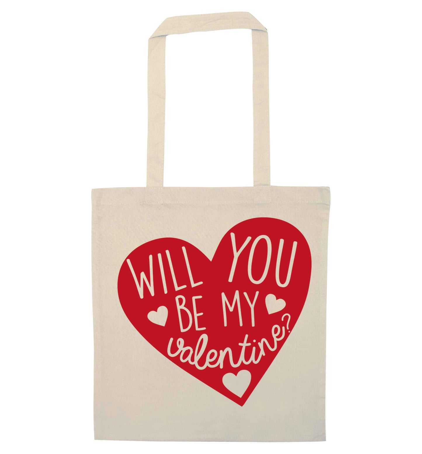 Will you be my valentine? natural tote bag