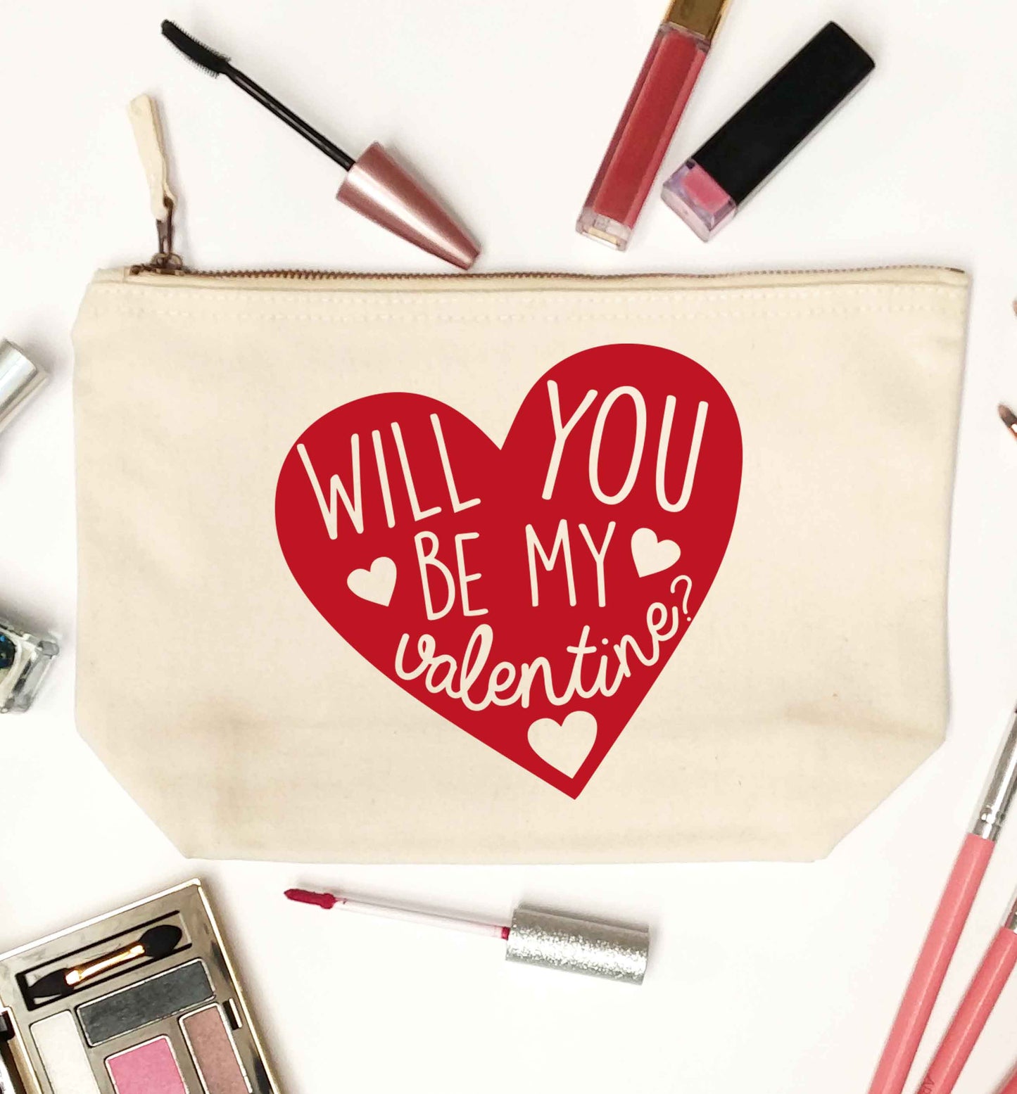Will you be my valentine? natural makeup bag
