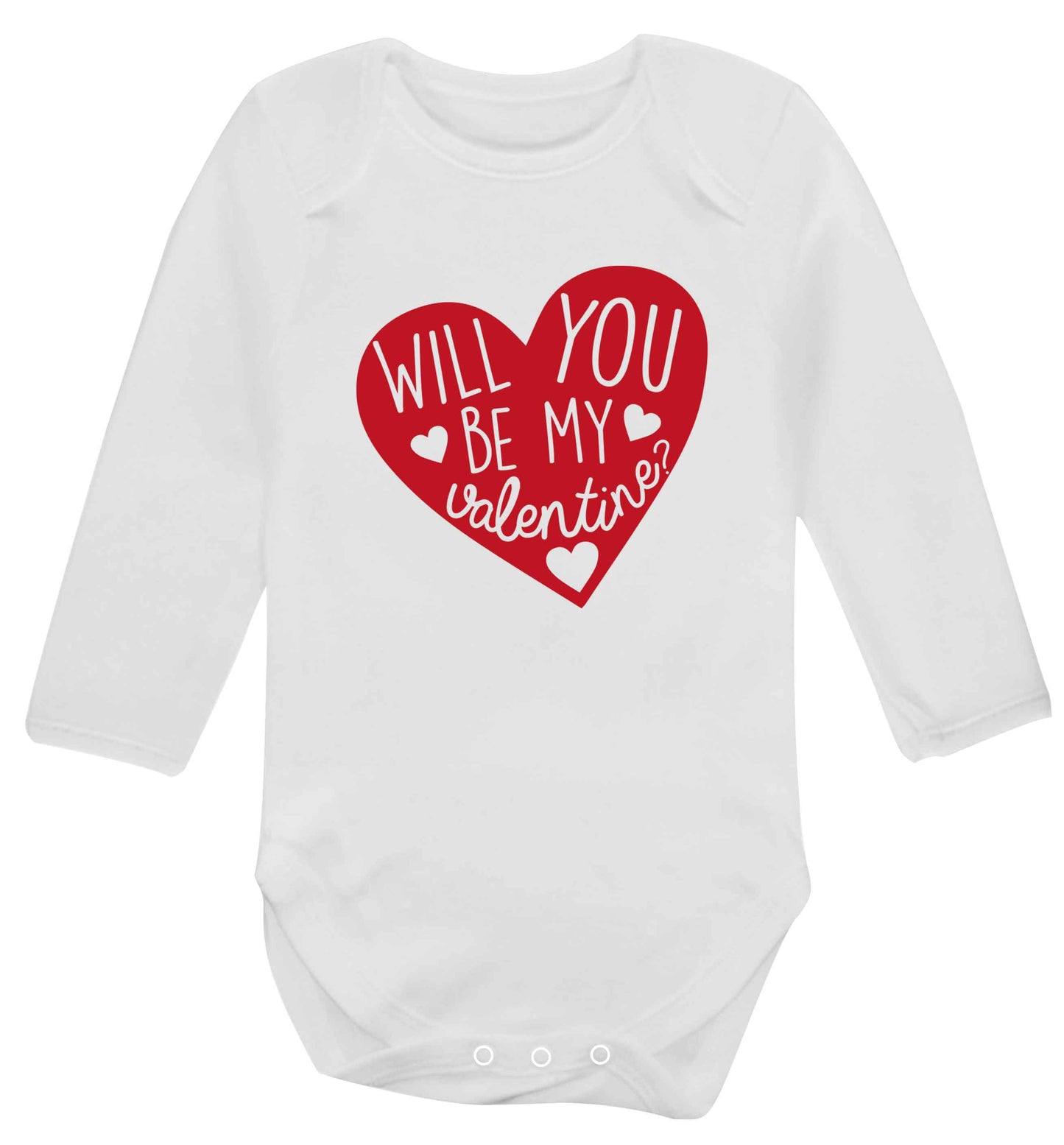 Will you be my valentine? baby vest long sleeved white 6-12 months