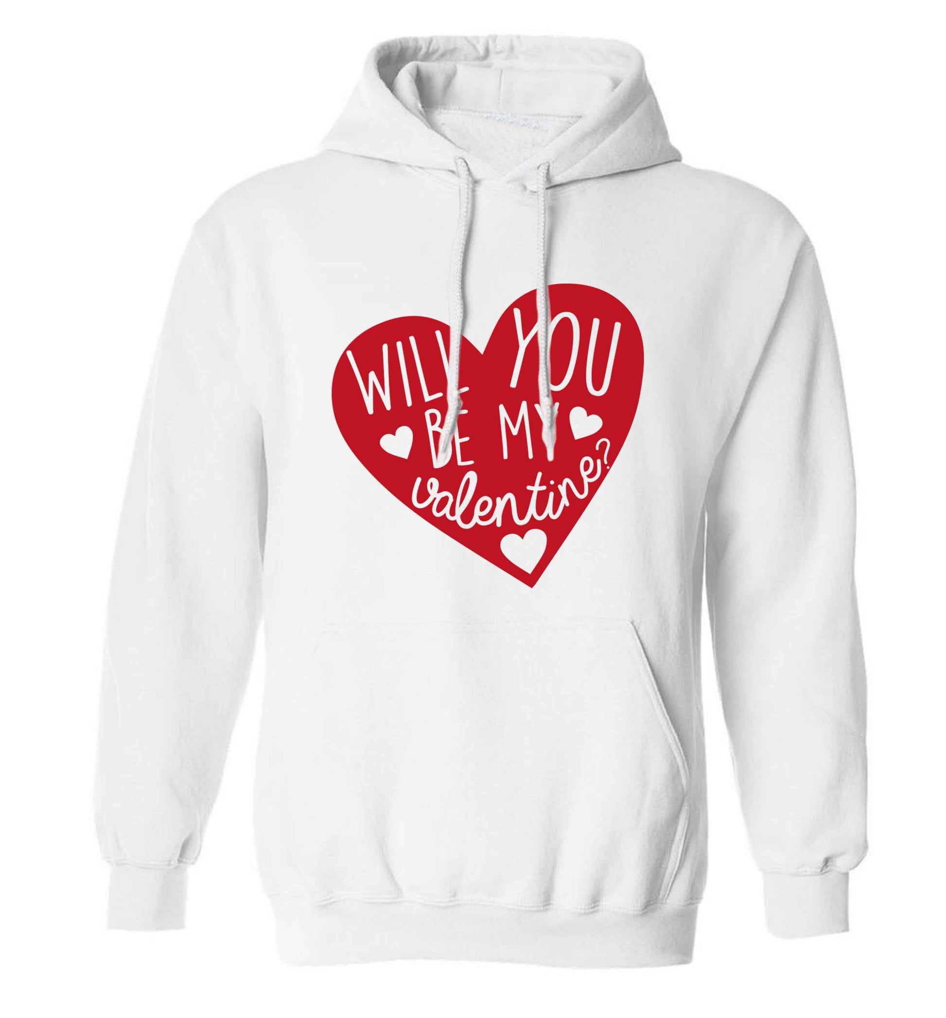 Will you be my valentine? adults unisex white hoodie 2XL