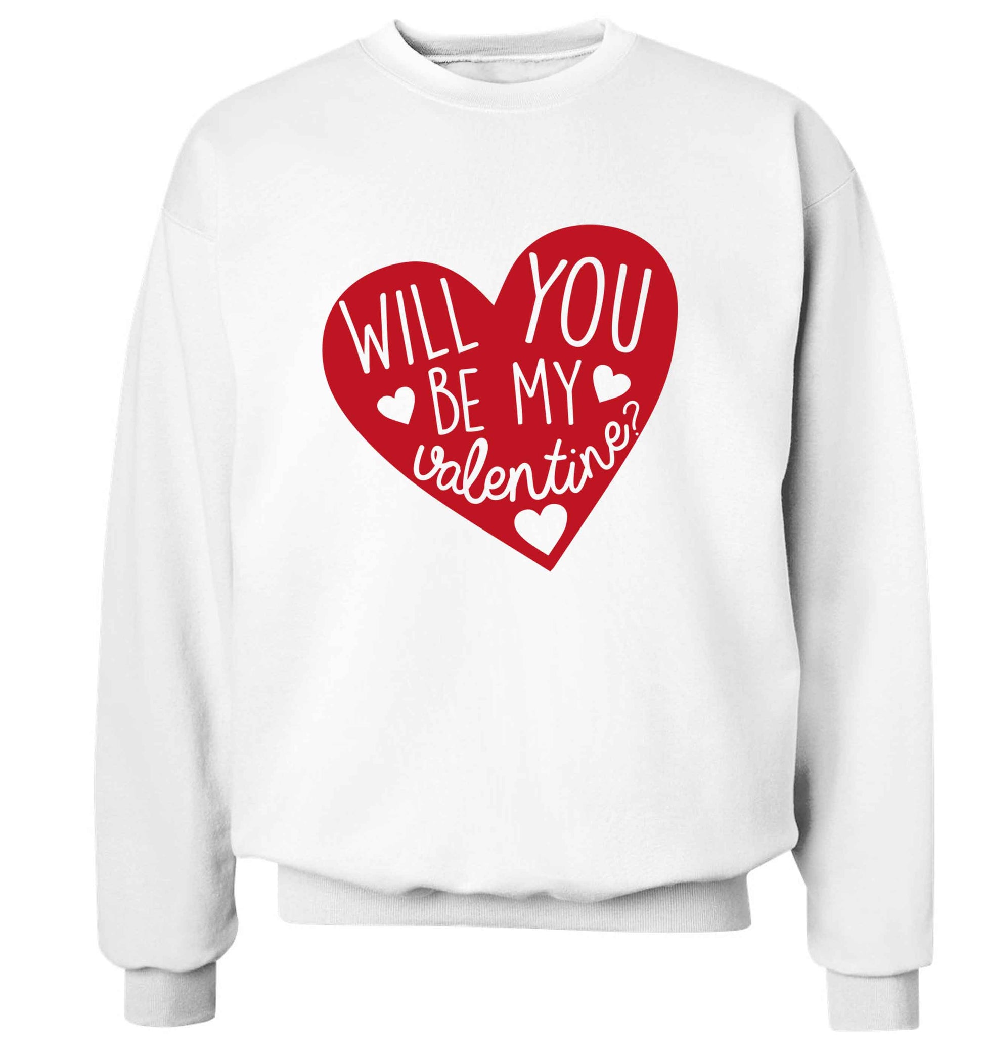 Will you be my valentine? adult's unisex white sweater 2XL
