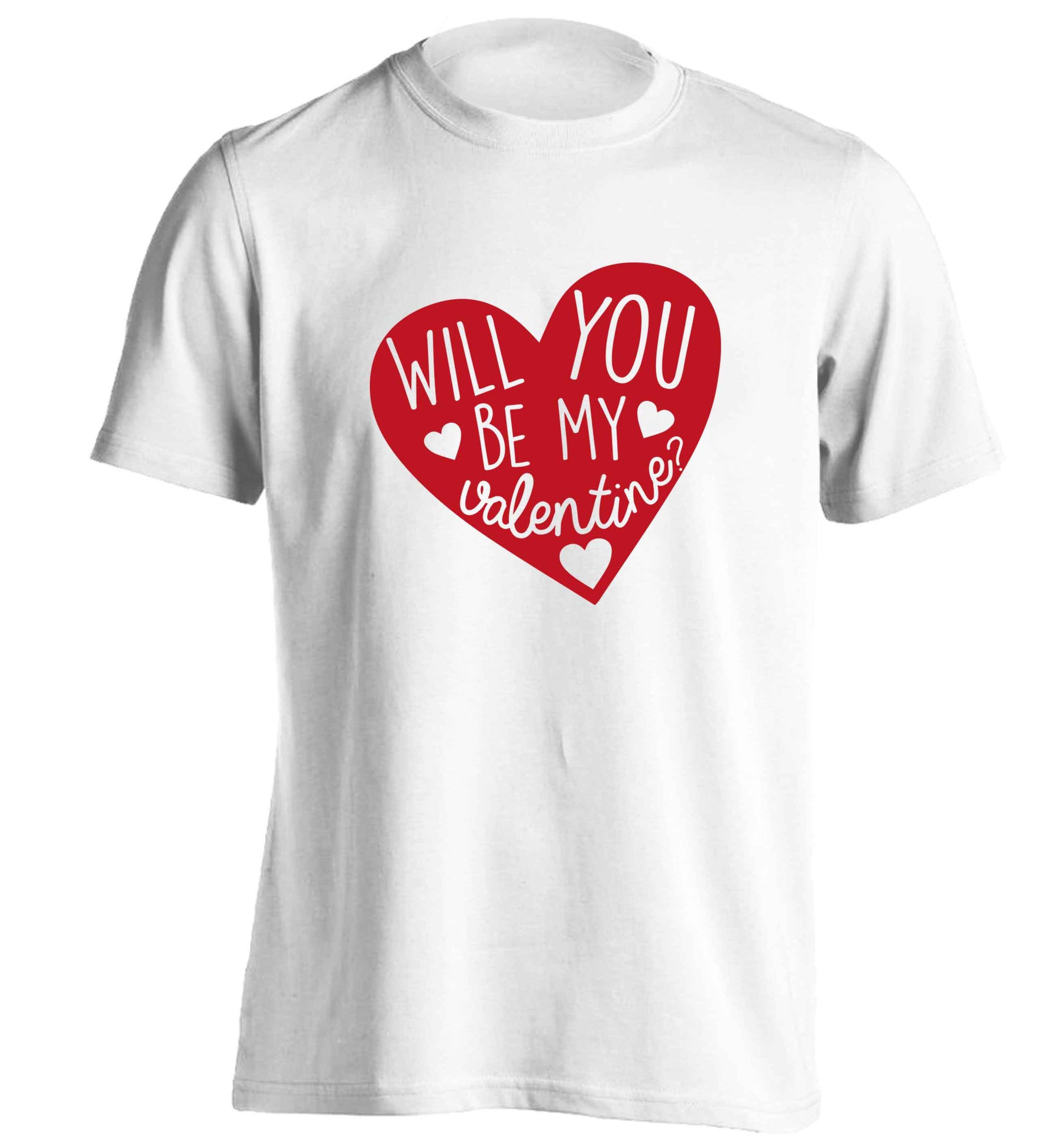 Will you be my valentine? adults unisex white Tshirt 2XL