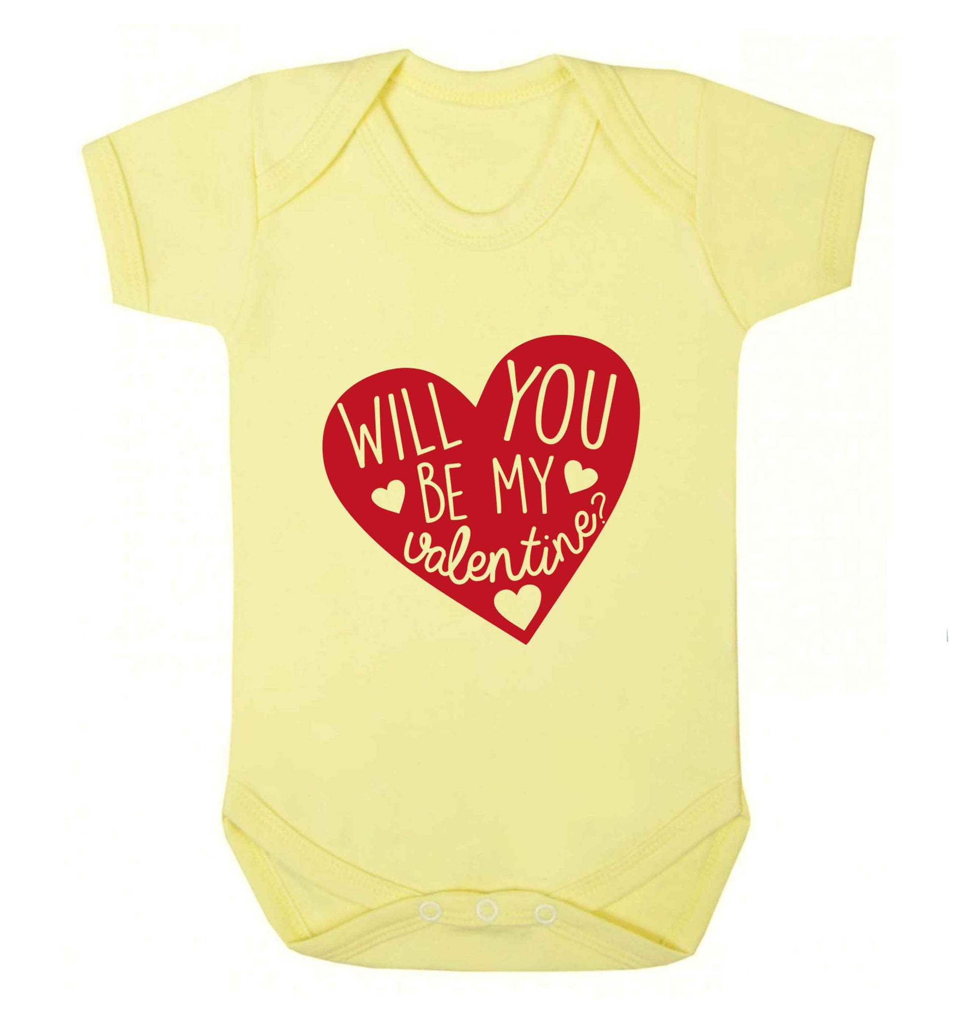 Will you be my valentine? baby vest pale yellow 18-24 months