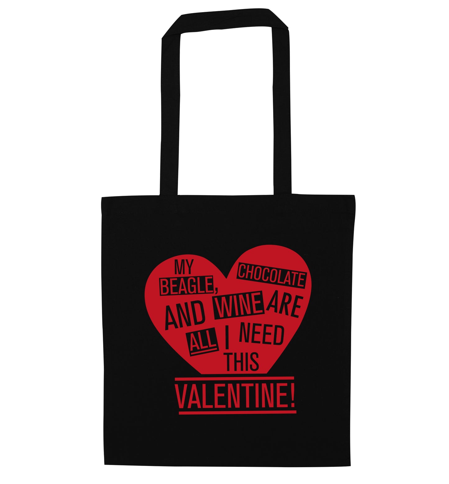 My collie, chocolate and wine are all I need this valentine! black tote bag