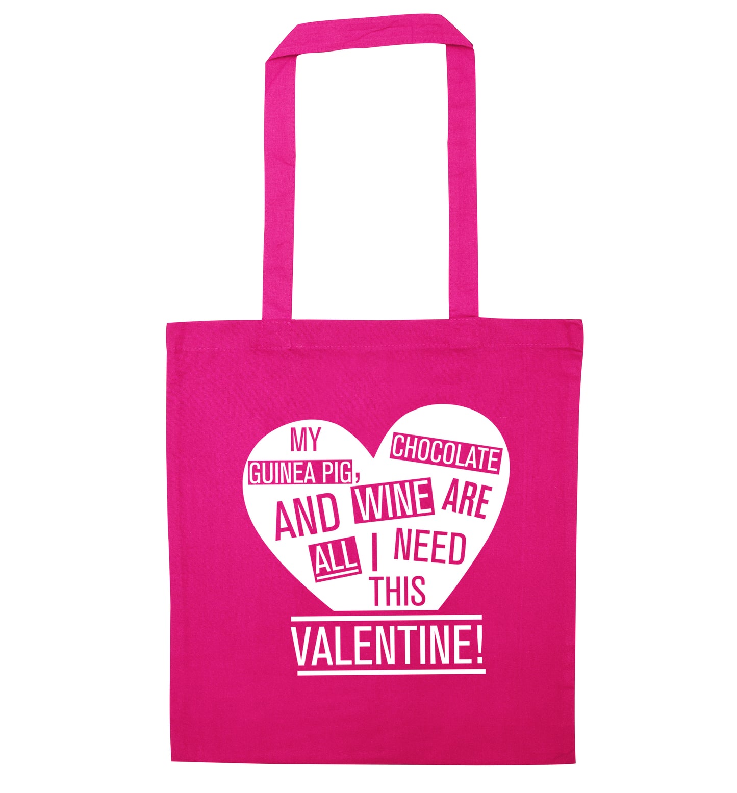 My guinea pig, chocolate and wine are all I need this valentine! pink tote bag