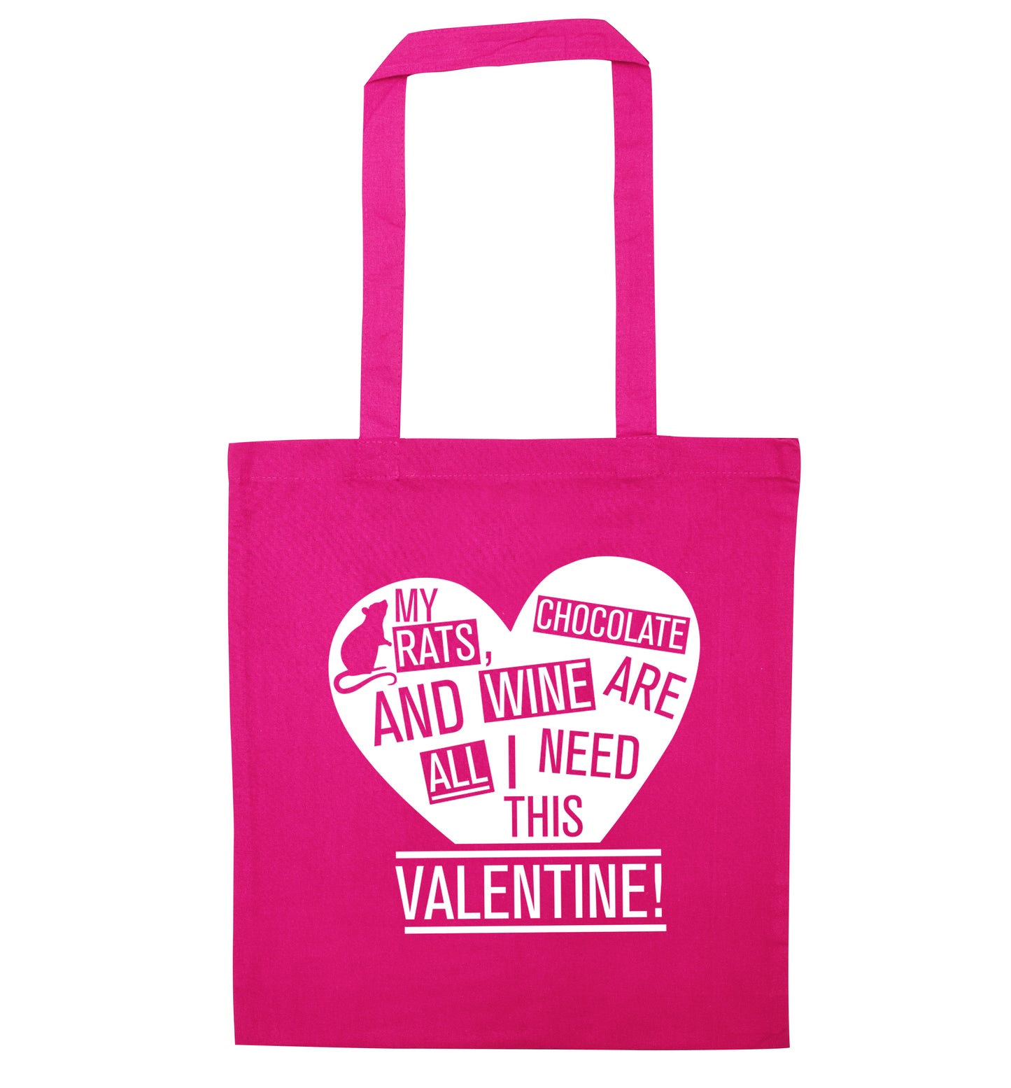 My rats, chocolate and wine are all I need this valentine! pink tote bag