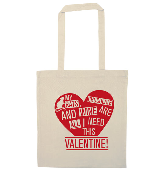 My rats, chocolate and wine are all I need this valentine! natural tote bag