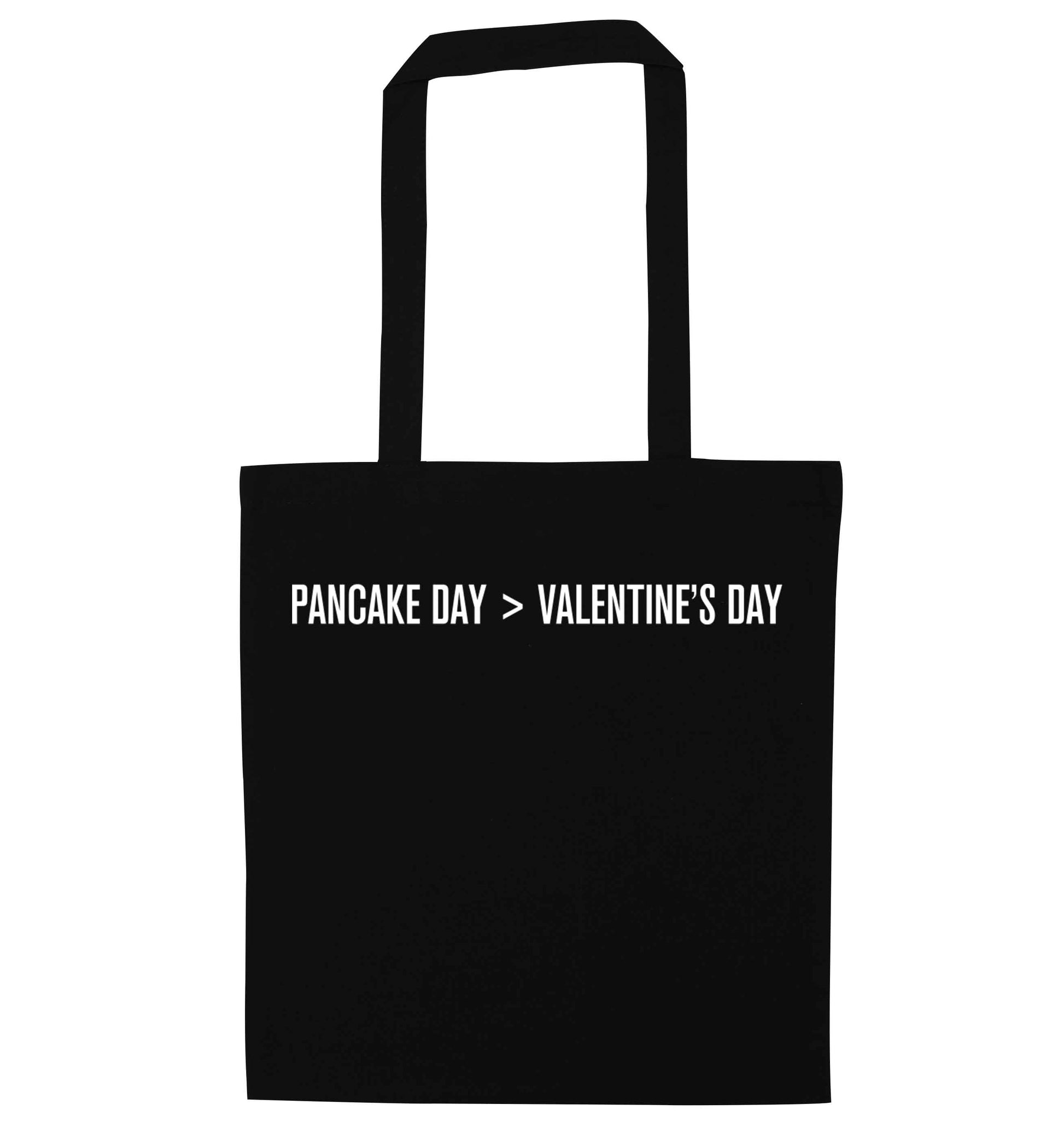 Pancake day > valentines day black tote bag