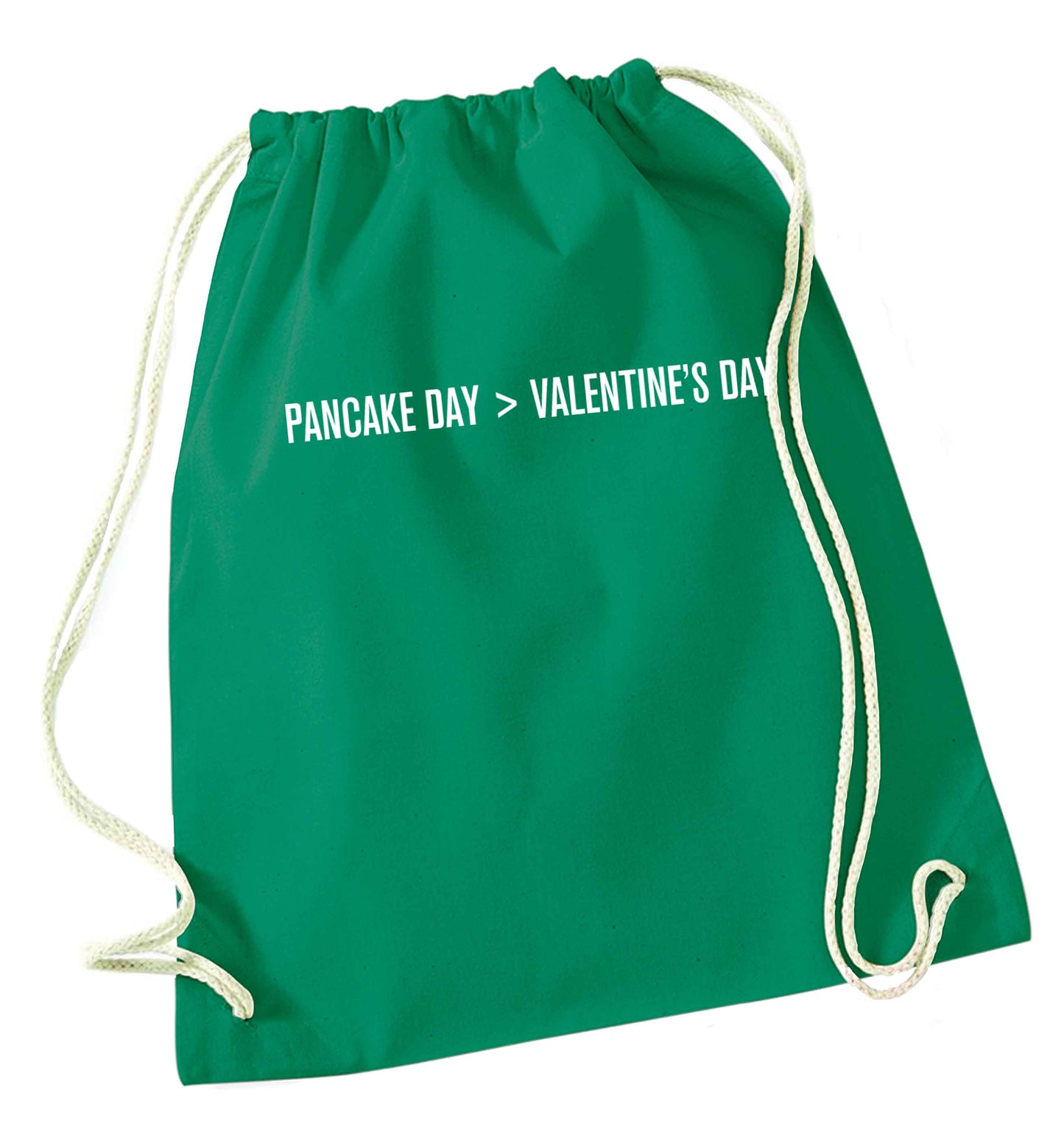 Pancake day > valentines day green drawstring bag
